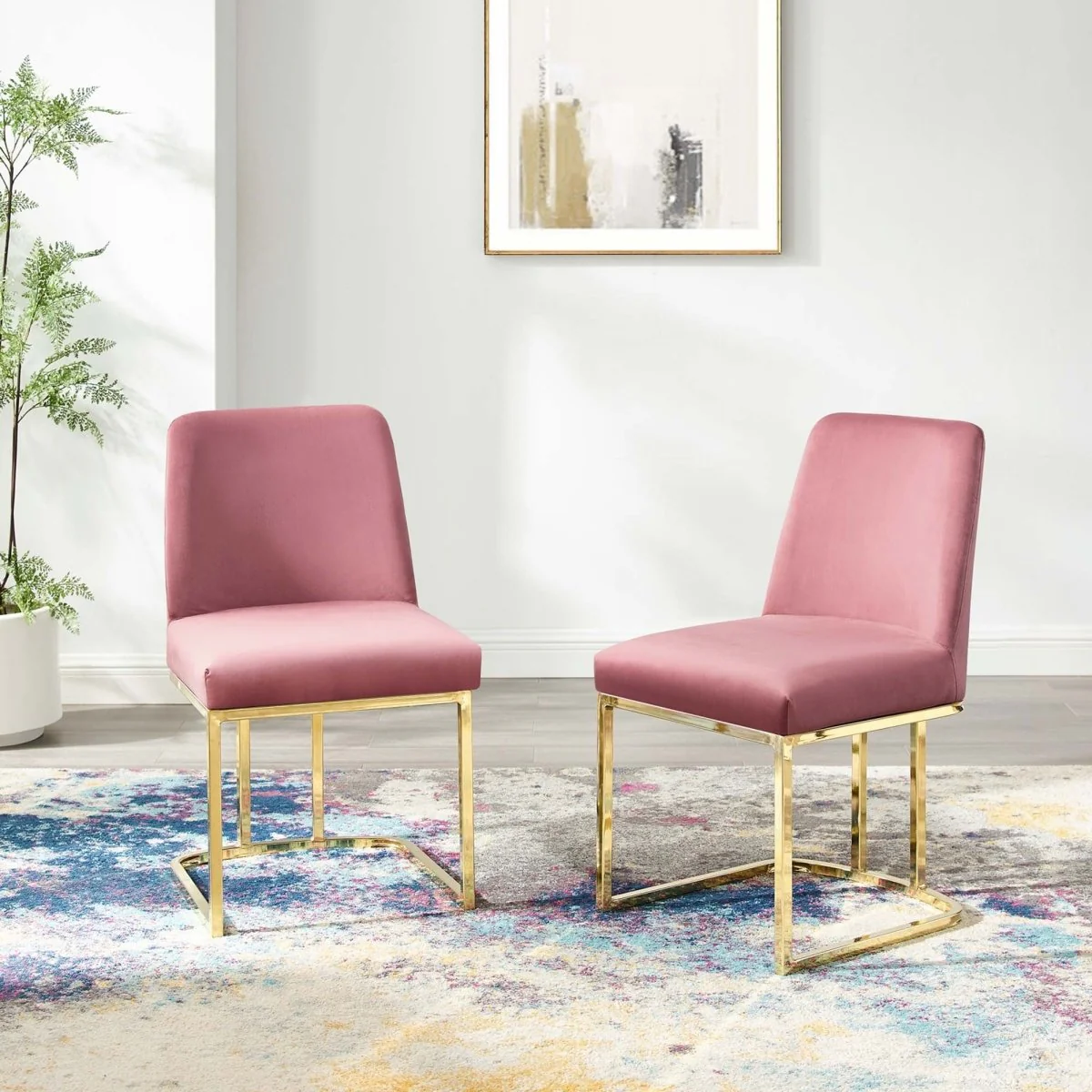 Glam Deco Performance Velvet Sled Base Dining Chair Set of 2 - Image 13
