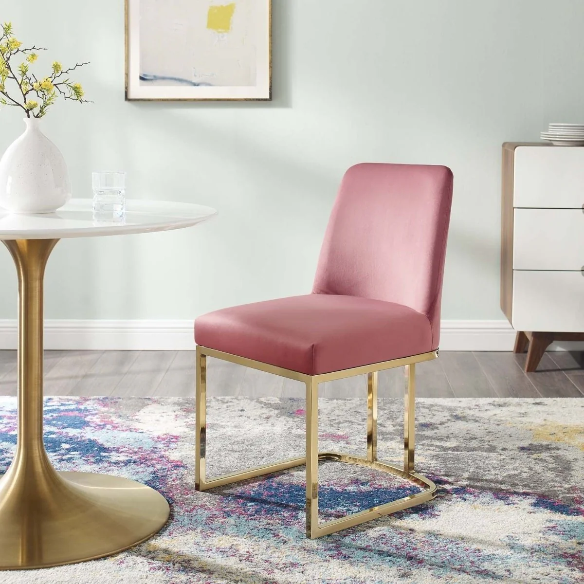 Glam Deco Performance Velvet Sled Base Dining Side Chair - Image 10