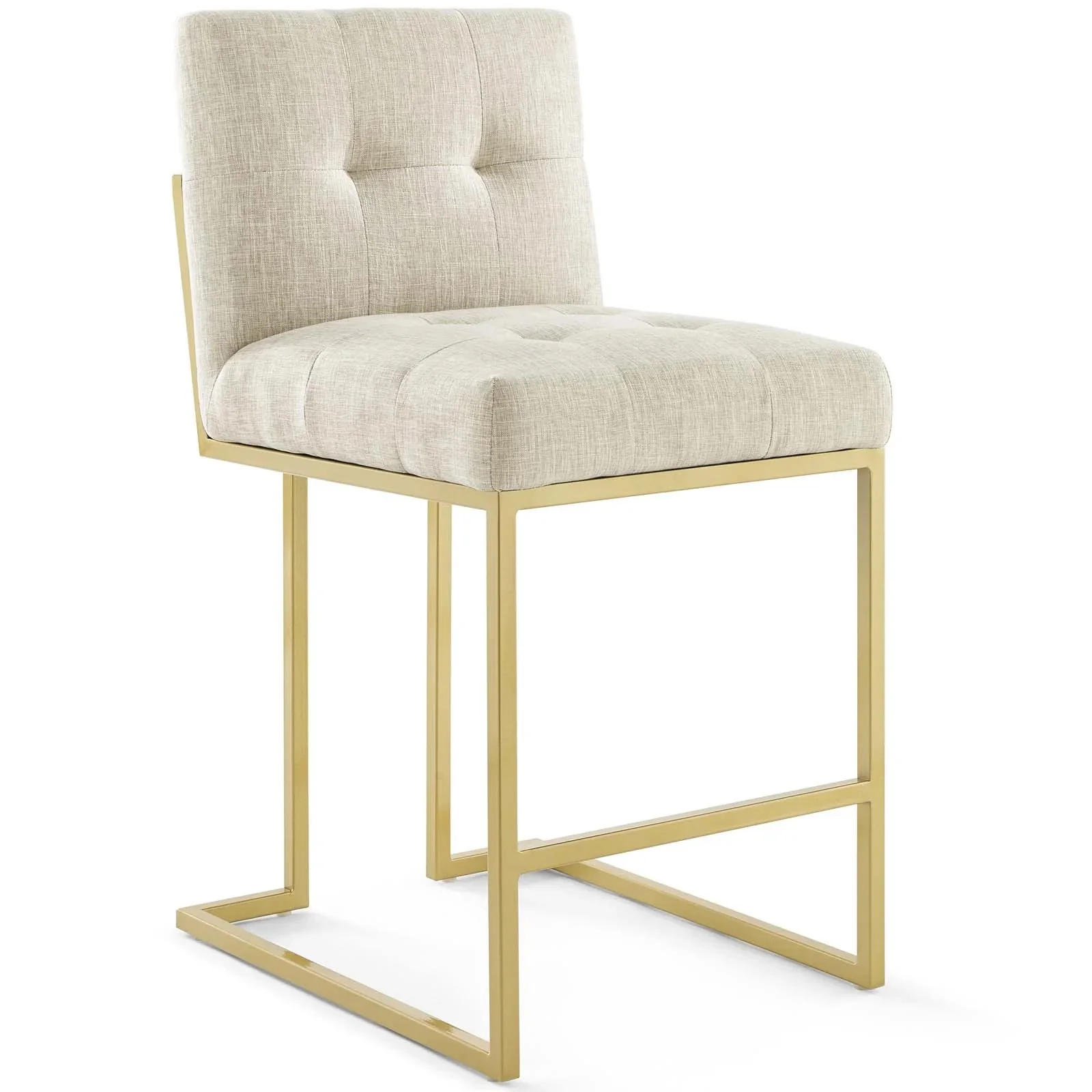 Glam Deco Upholstered Fabric Counter Stools Set of 2 with Gold Metal Base - Image 2
