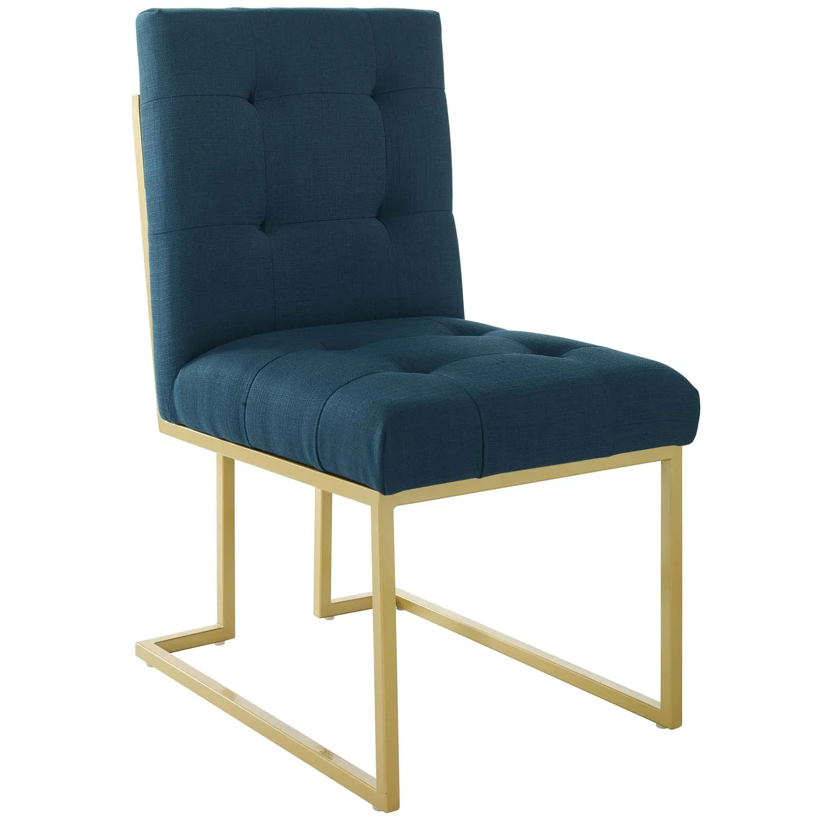 Glam Deco Upholstered Fabric Dining Accent Chair with Gold Metal Base