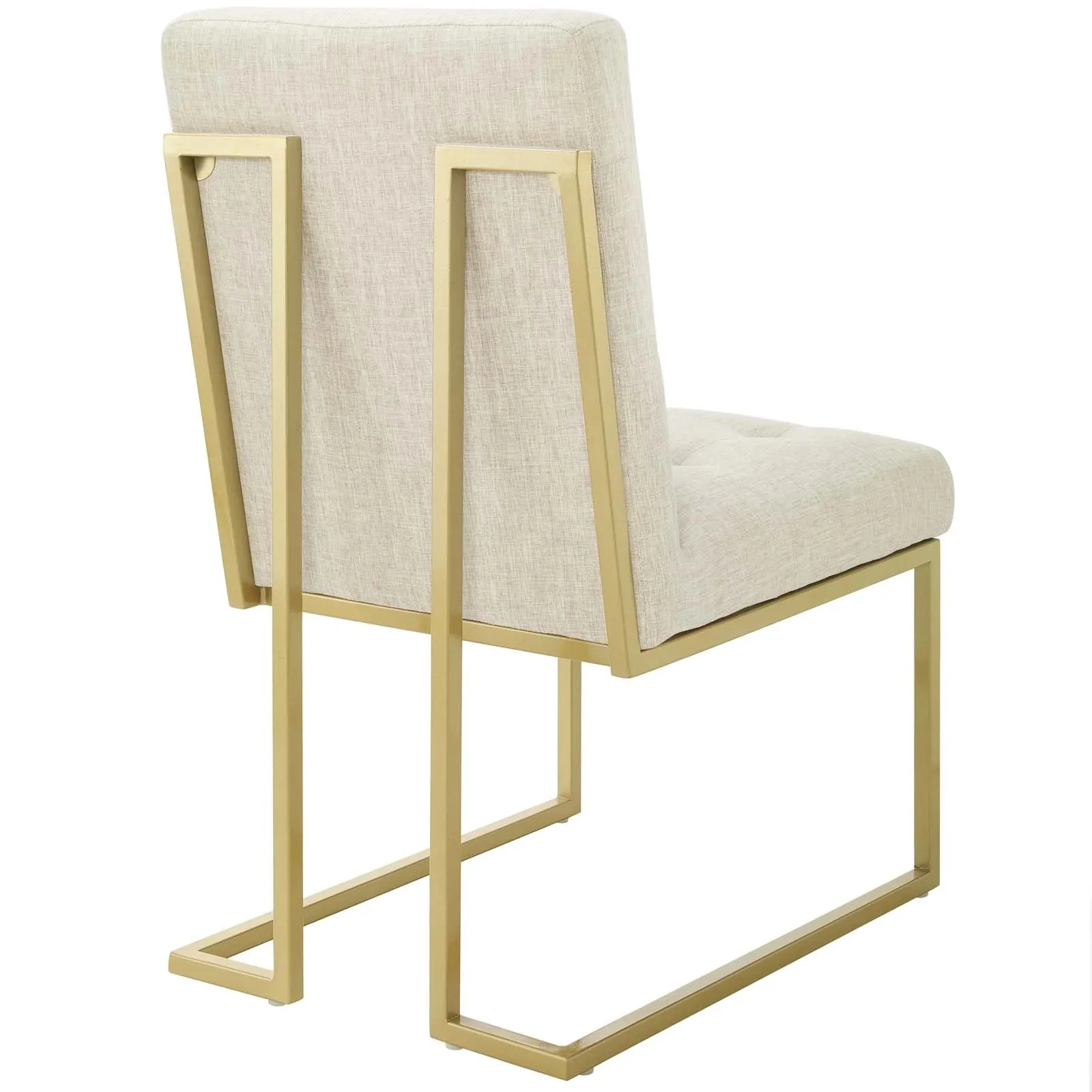 Glam Deco Upholstered Fabric Dining Accent Chair with Gold Metal Base - Image 10