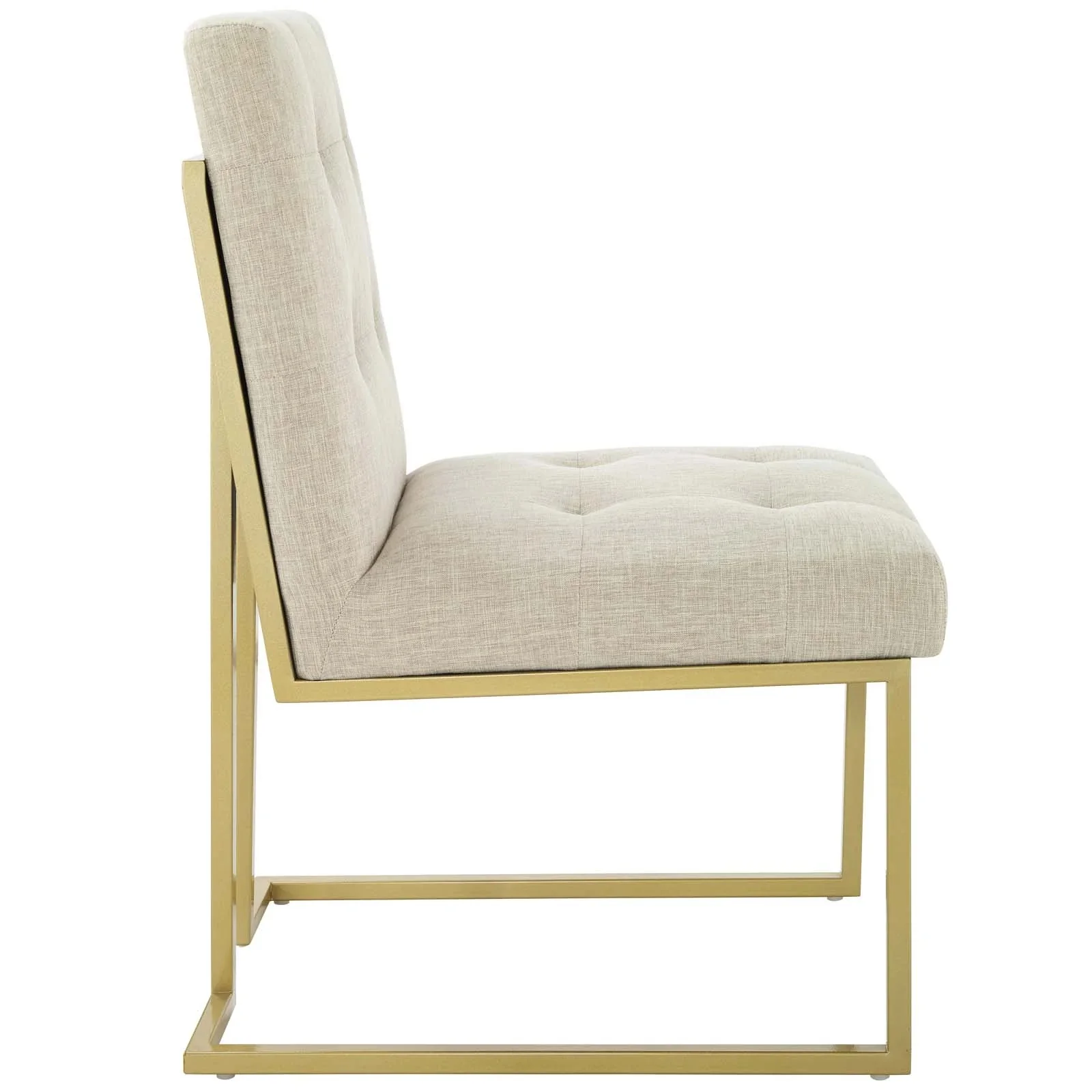 Glam Deco Upholstered Fabric Dining Accent Chair with Gold Metal Base - Image 9