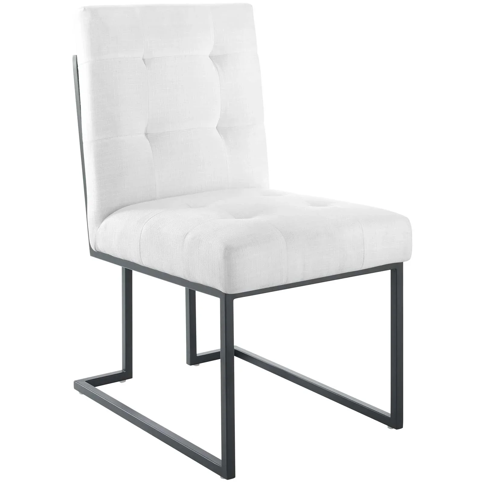 Glam Deco Upholstered Fabric Dining Chair with Black Stainless Steel Base - Image 2