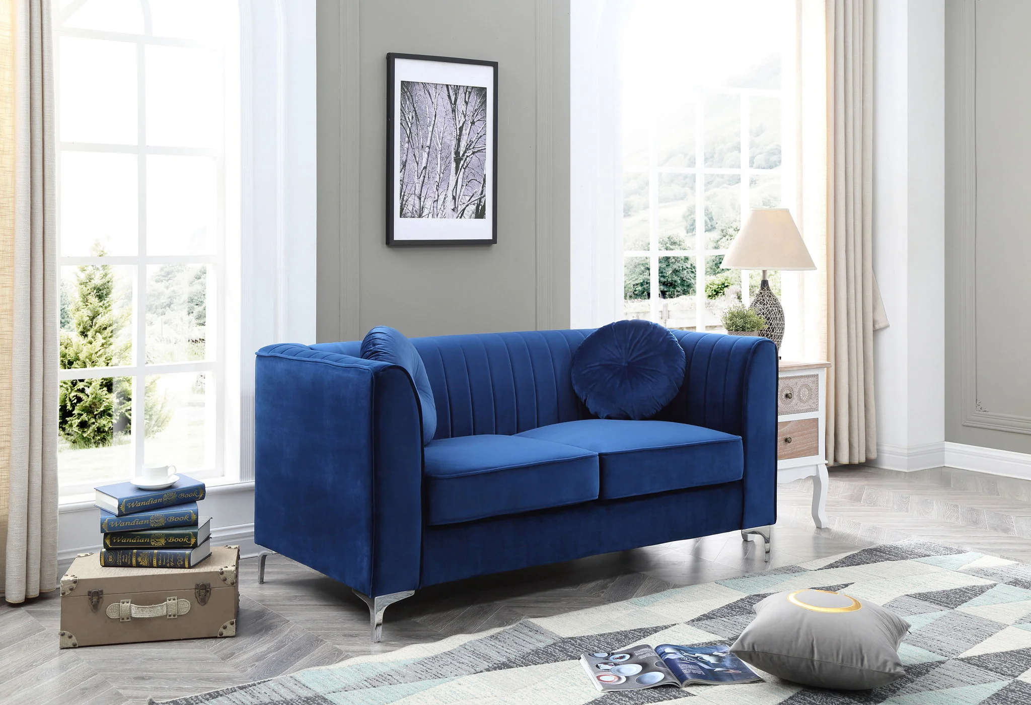 Glam Styled Micro Suede Loveseat - Image 4