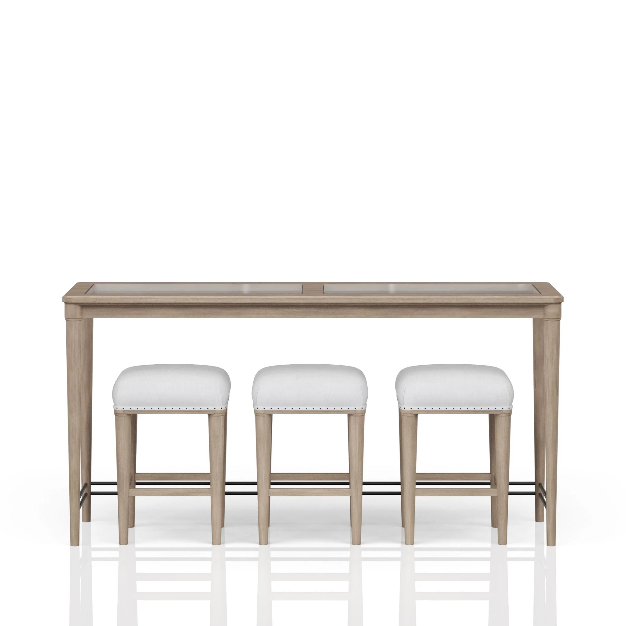 Glass Console Table With 3 Stools - Frosted - Image 3