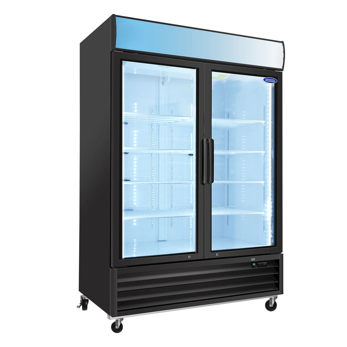Glass Door Merchandiser Freezer Swing Door Commercial Reach-In Display Freezers With LED Top Panel Upright Freeze Storage - Image 10
