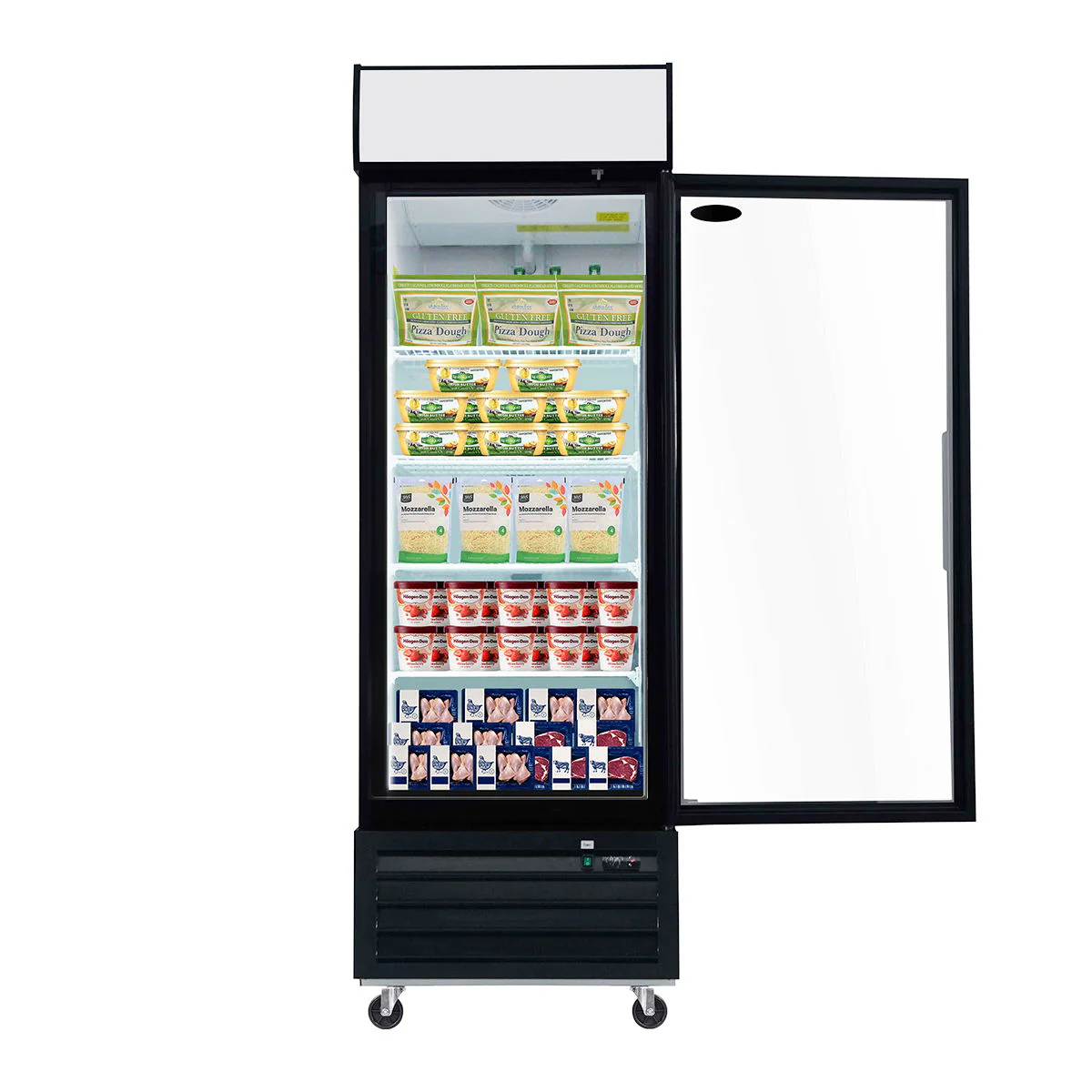 Glass Door Merchandiser Freezer Swing Door Commercial Reach-In Display Freezers With LED Top Panel Upright Freeze Storage - Image 11