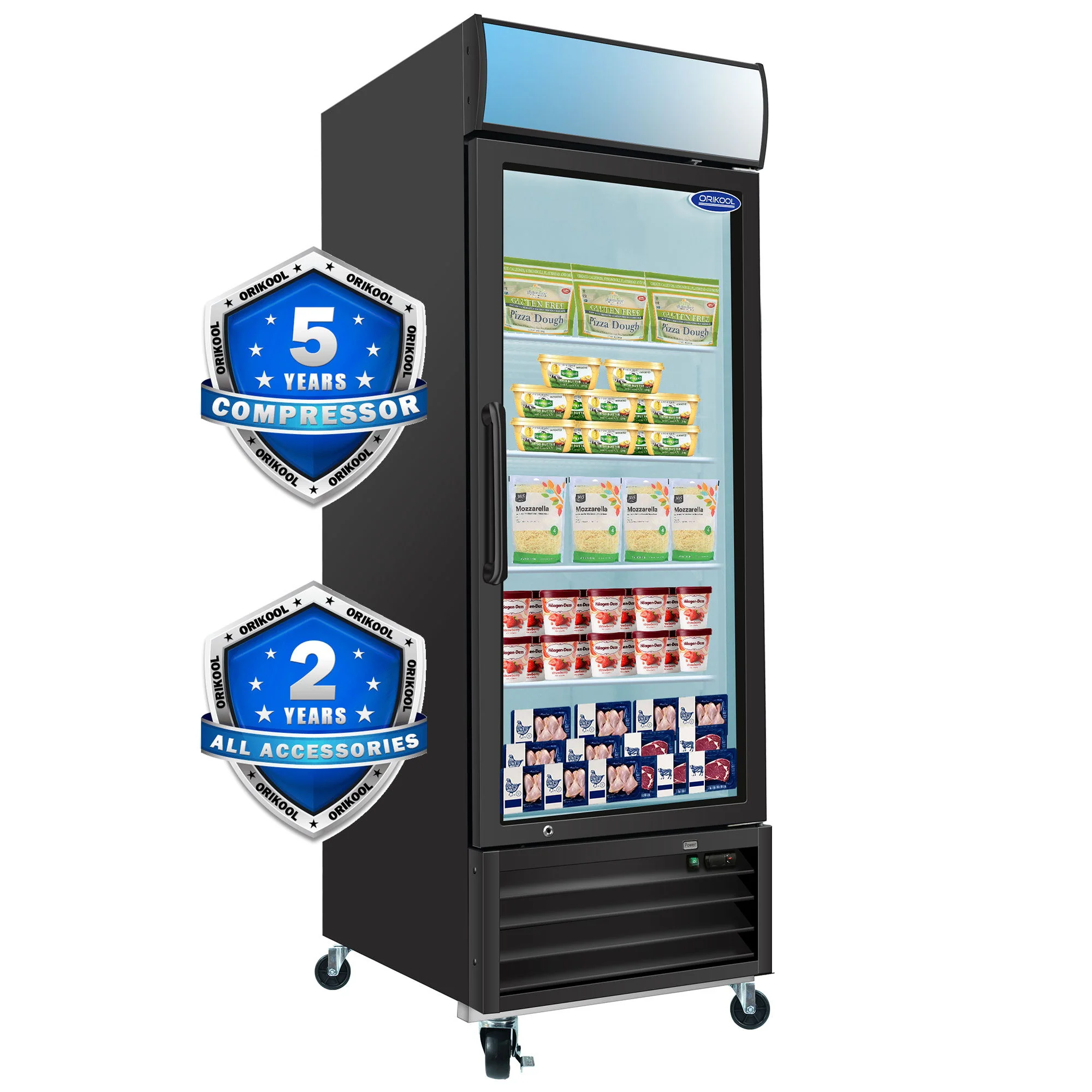 Glass Door Merchandiser Freezer Swing Door Commercial Reach-In Display Freezers With LED Top Panel Upright Freeze Storage - Image 12