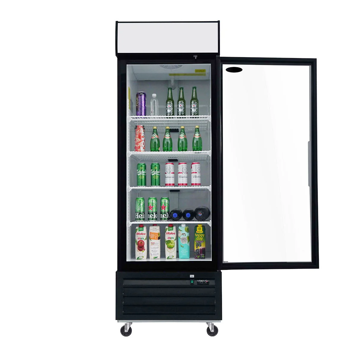 Glass Door Merchandiser Refrigerator Swing Door Commercial Display Refrigerators Merchandising Refrigeration With LED Top Panel - Image 12