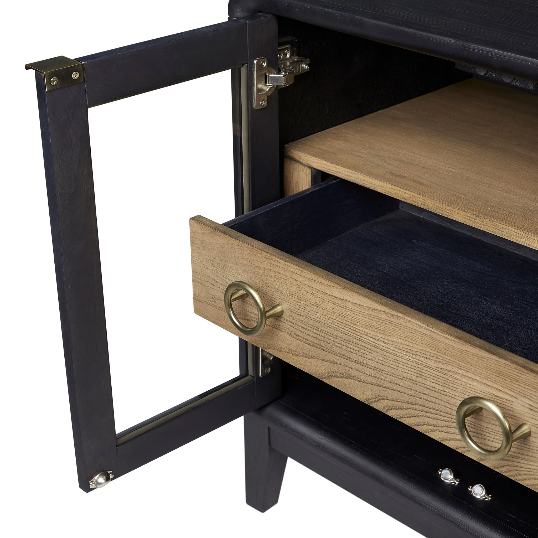Glass Door Nightstand - Black - Image 2