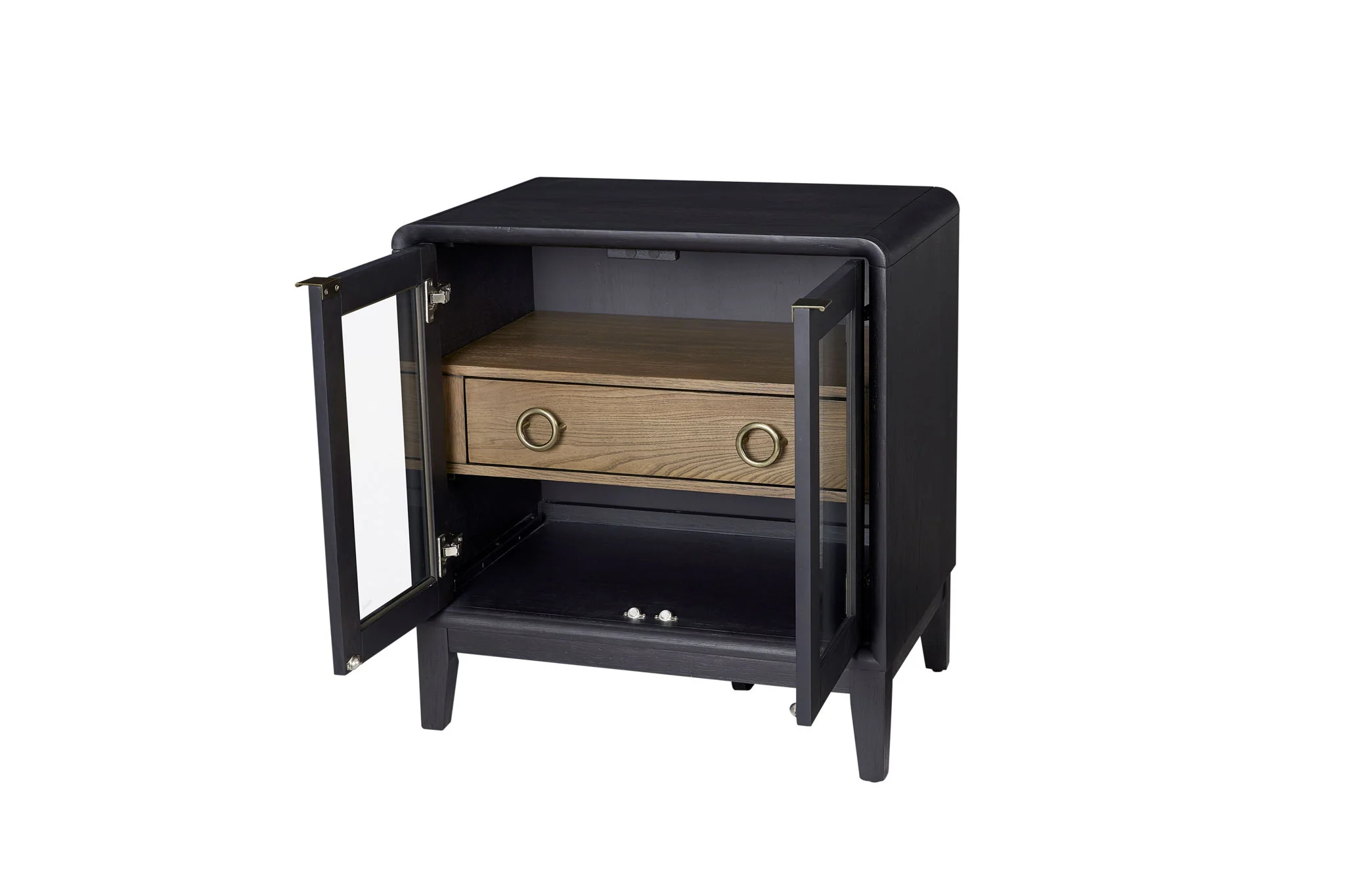 Glass Door Nightstand - Black - Image 4