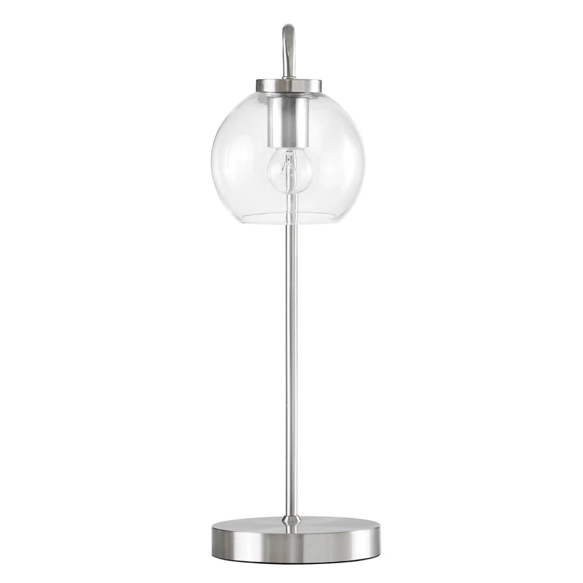 Glass Globe Table Lamp with Iron Base – Satin Nickel - Image 7