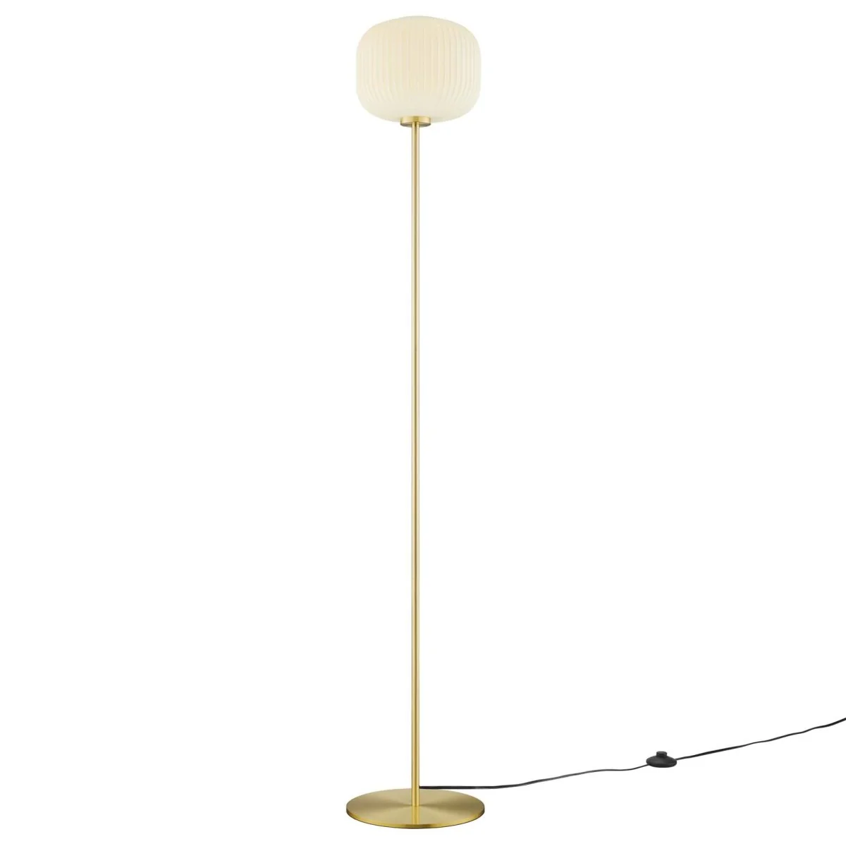 64" Glass Sphere Floor Lamp with Satin Brass Base – White - Image 6