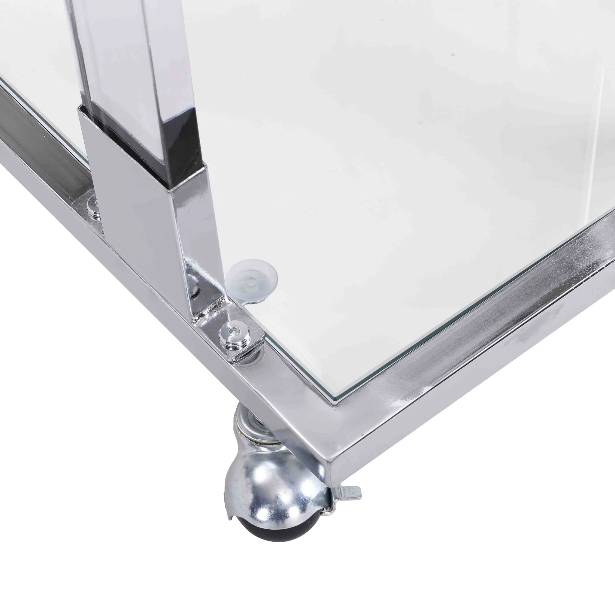 Glass Top C Shape Square Table With Metal Base For Living Room - Image 12