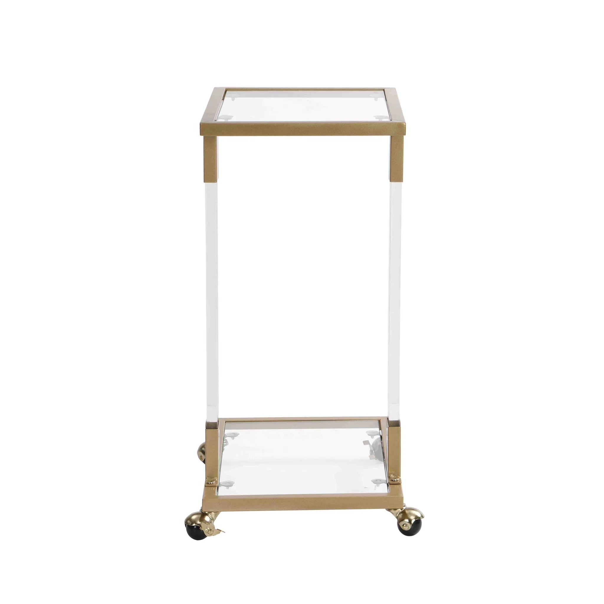 Glass Top C Shape Square Table With Metal Base For Living Room - Image 6