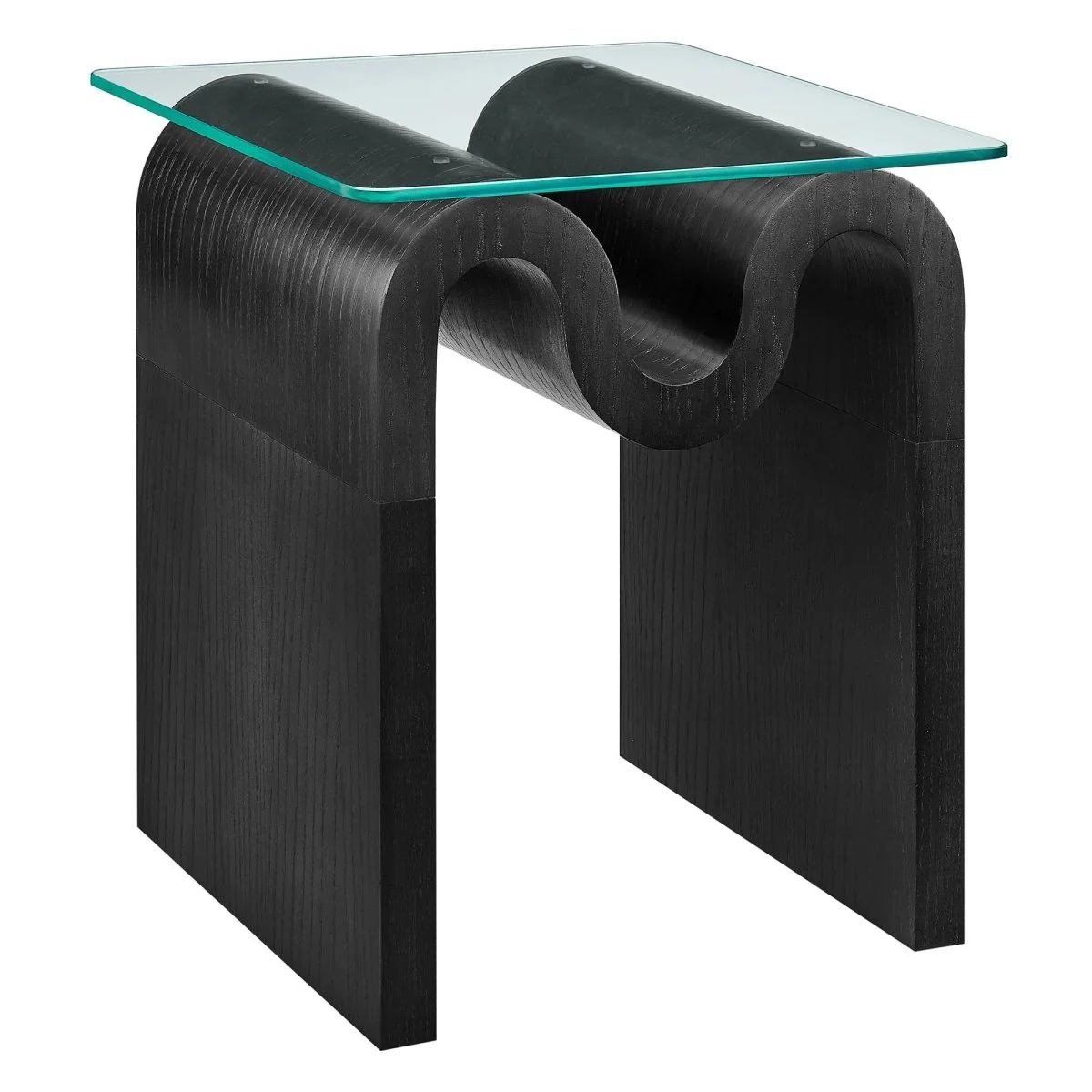 Glass Top Side Table with Wave Base – 17 Inch - Image 10
