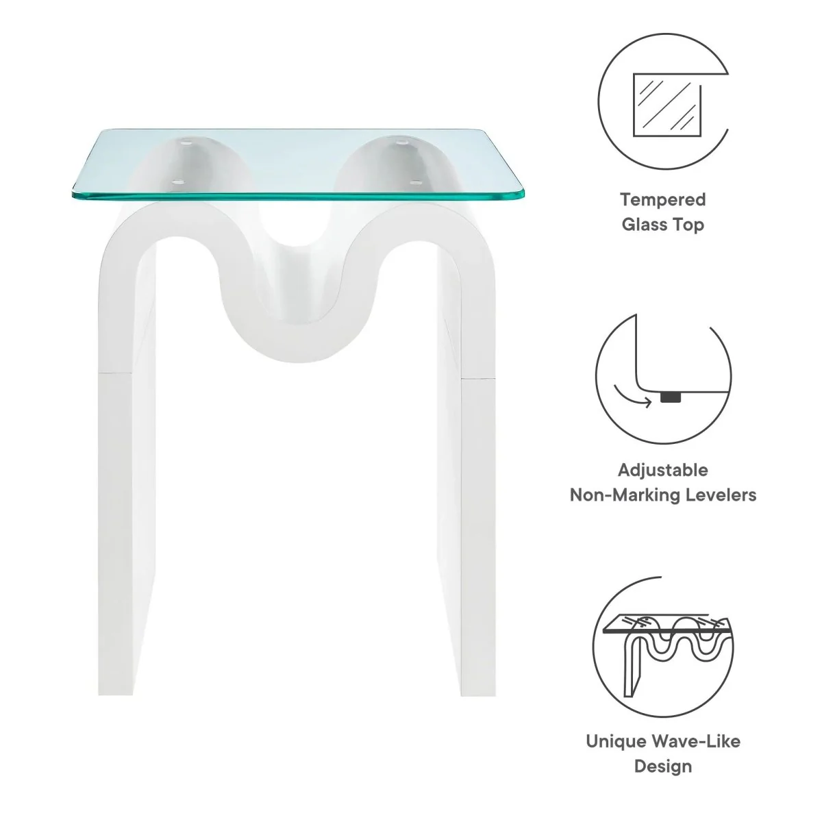 Glass Top Side Table with Wave Base – 17 Inch - Image 33