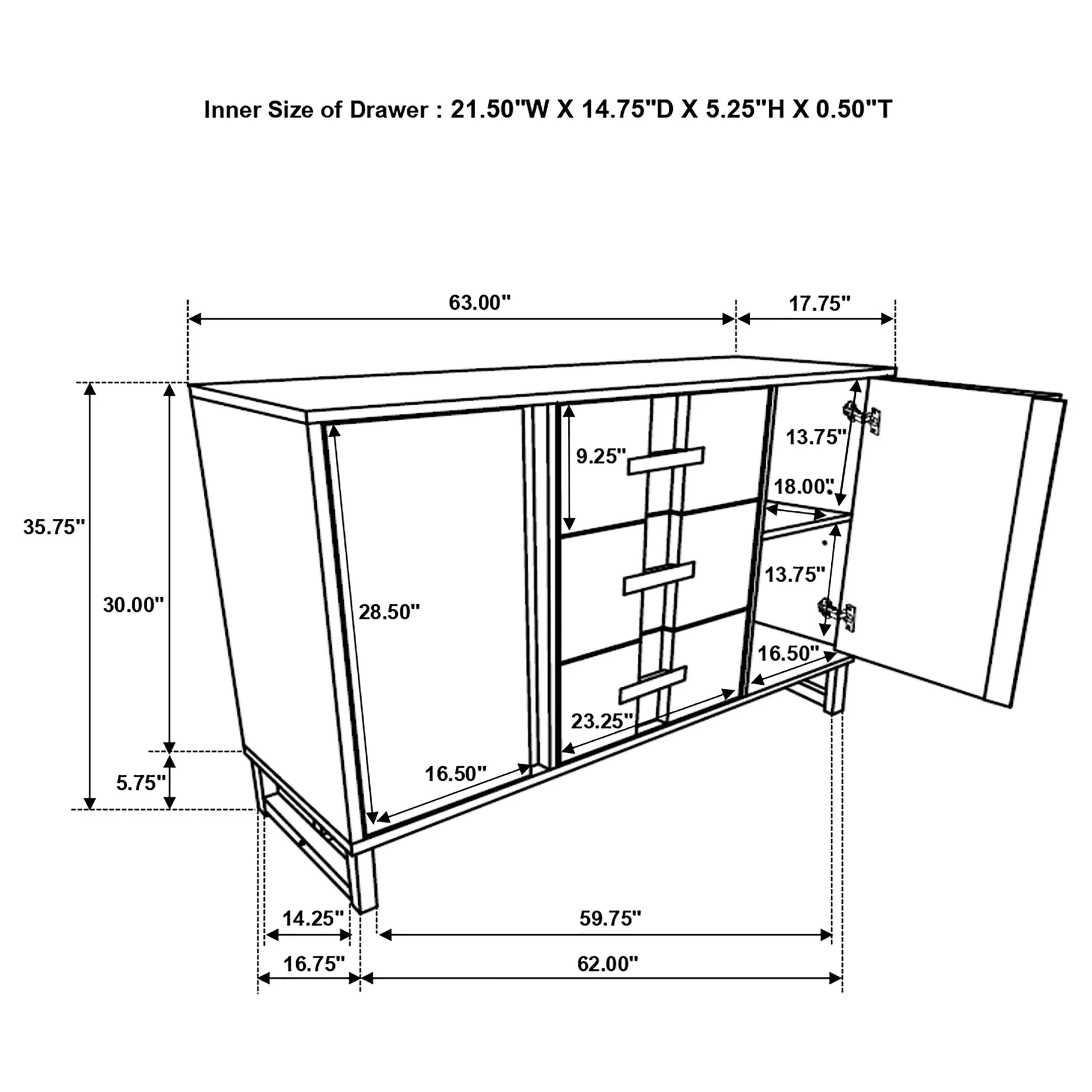 Glenmoor - 3 Drawer Server With 2 Cabinets - Dark Gray - Image 4