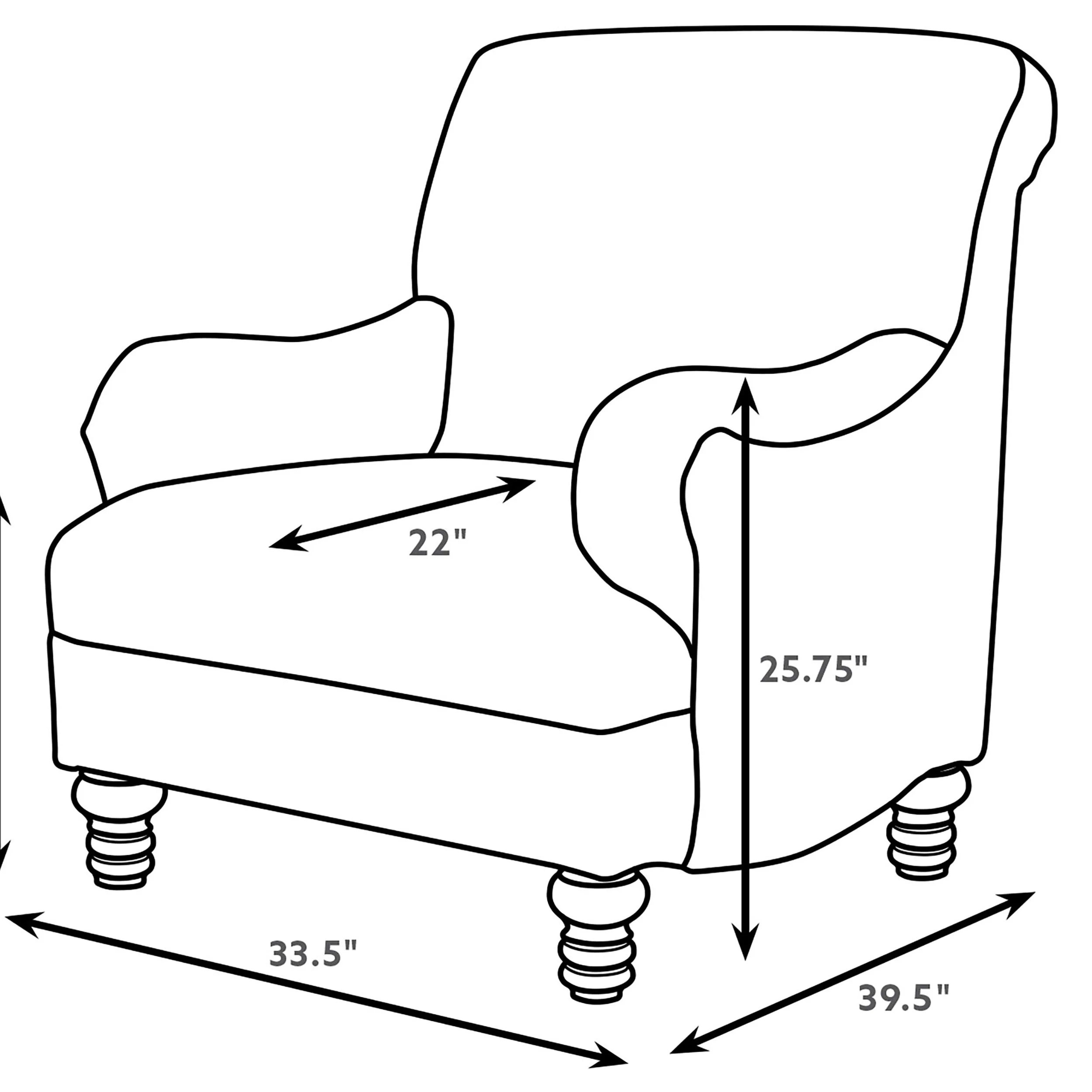 Glenn Upholstered English Arm Accent Chair in Blue - Image 2