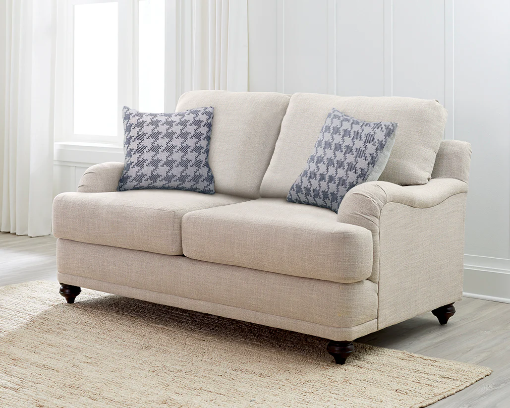 Glenn Upholstered English Arm Loveseat Light Grey Blue - Image 3