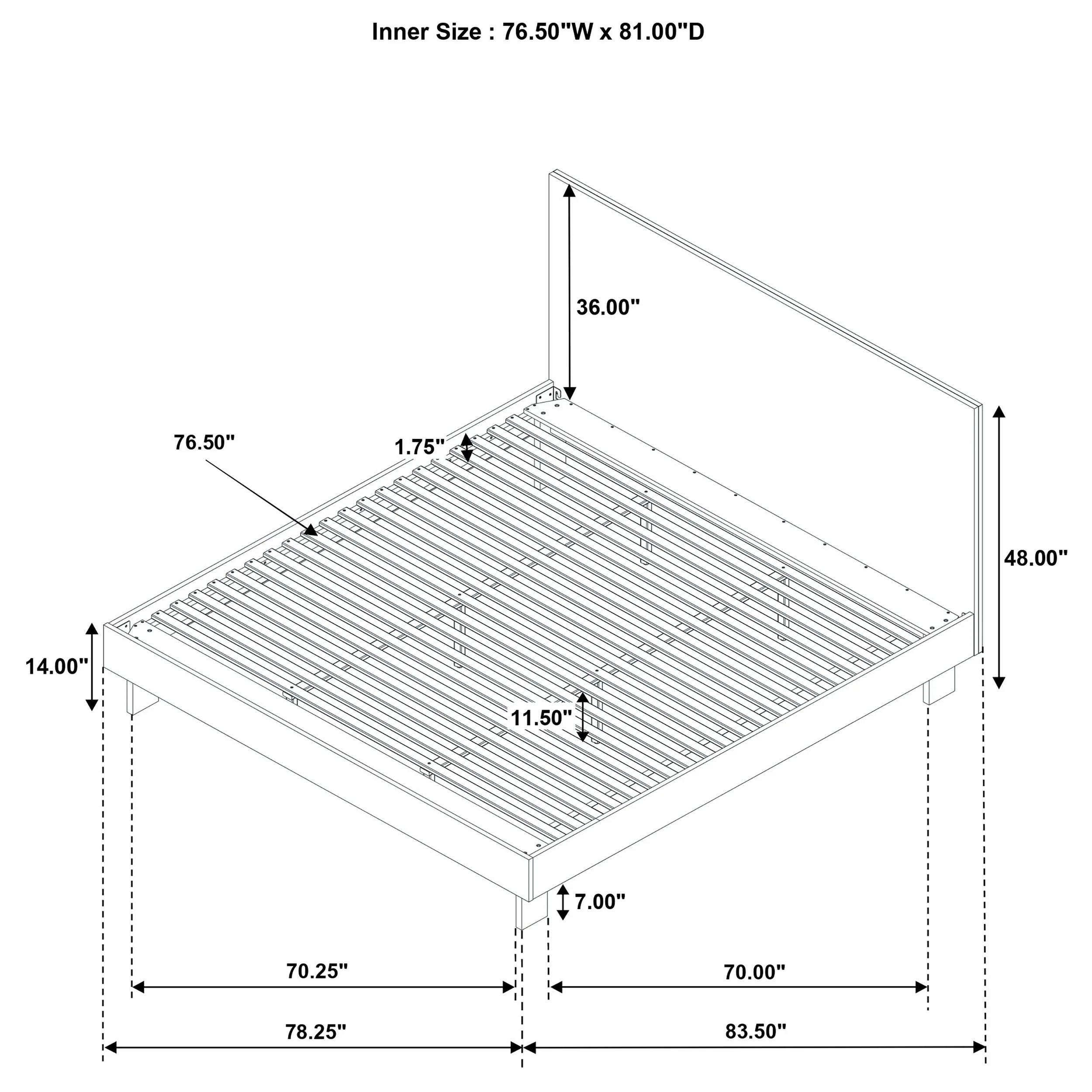 Glenwood 48-inch Eastern King Platform Bed in Warm Brown - Image 9