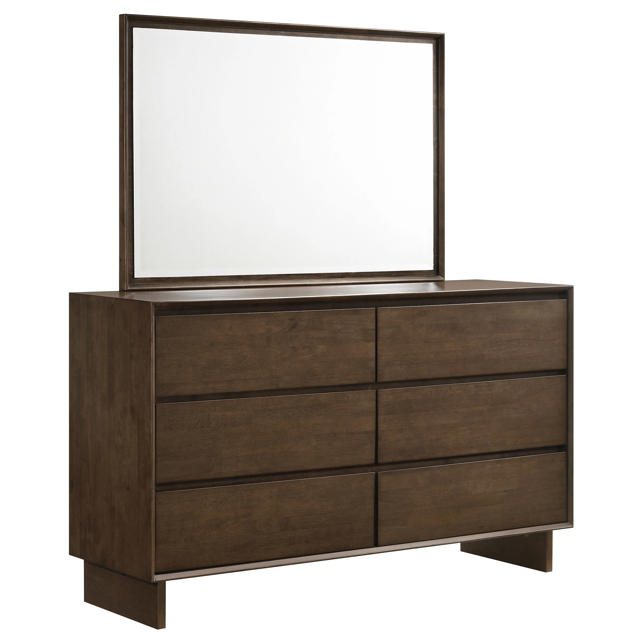 Glenwood 6-Drawer Dresser with Mirror in Warm Brown
