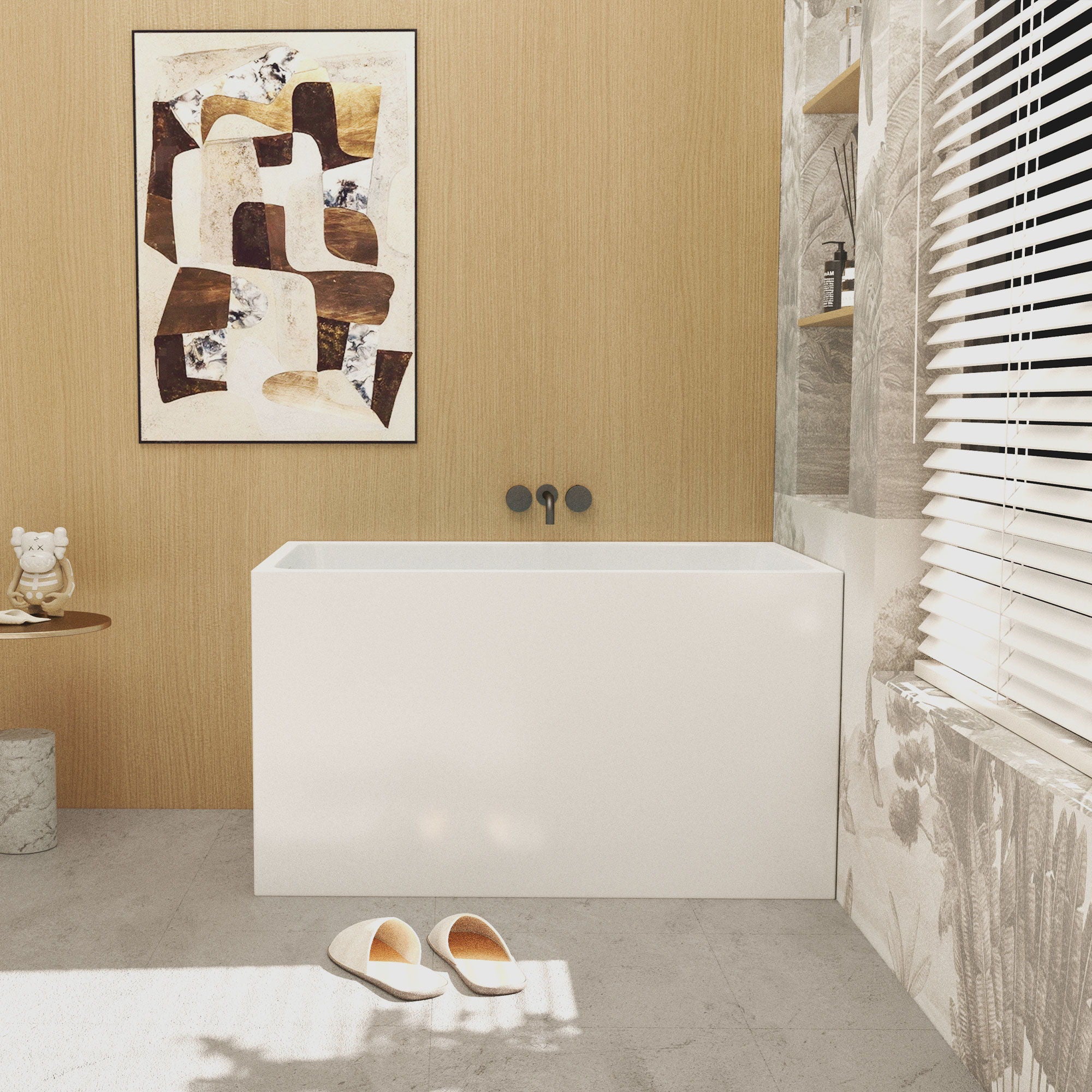Gloss Freestanding Bathtub With Built In Seat - Image 11