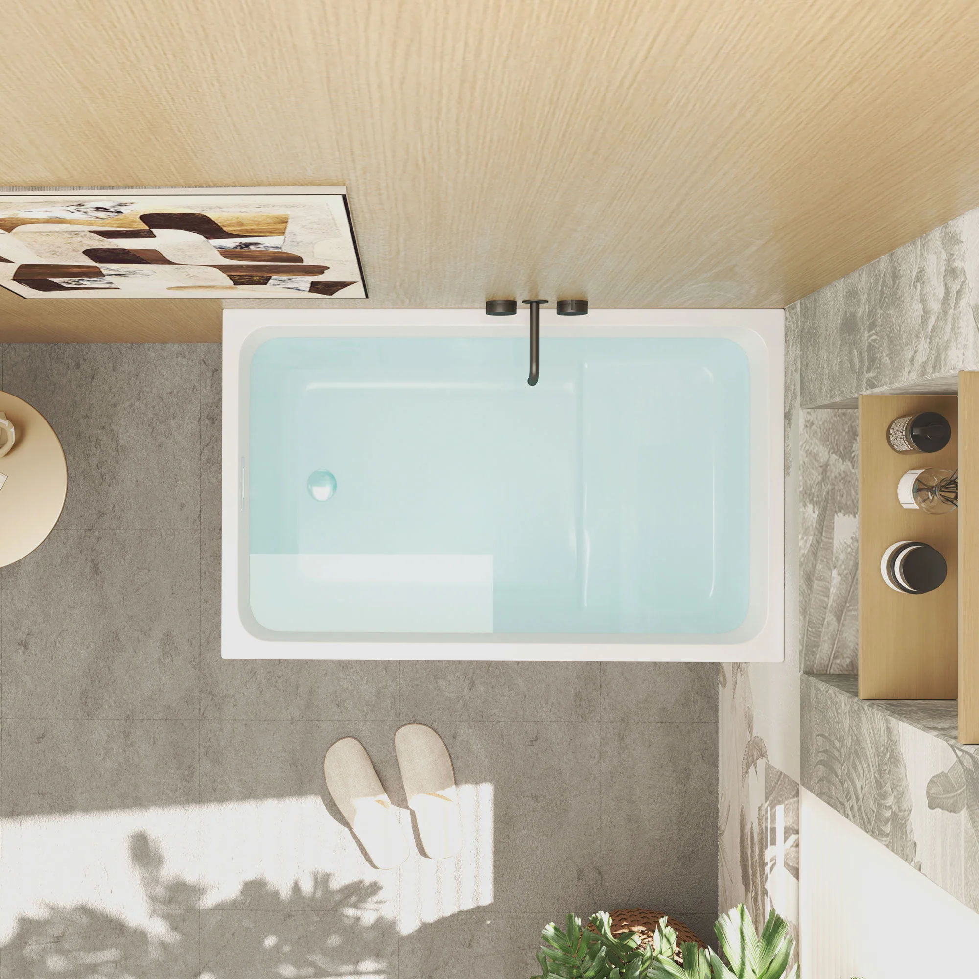 Gloss Freestanding Bathtub With Built In Seat - Image 16