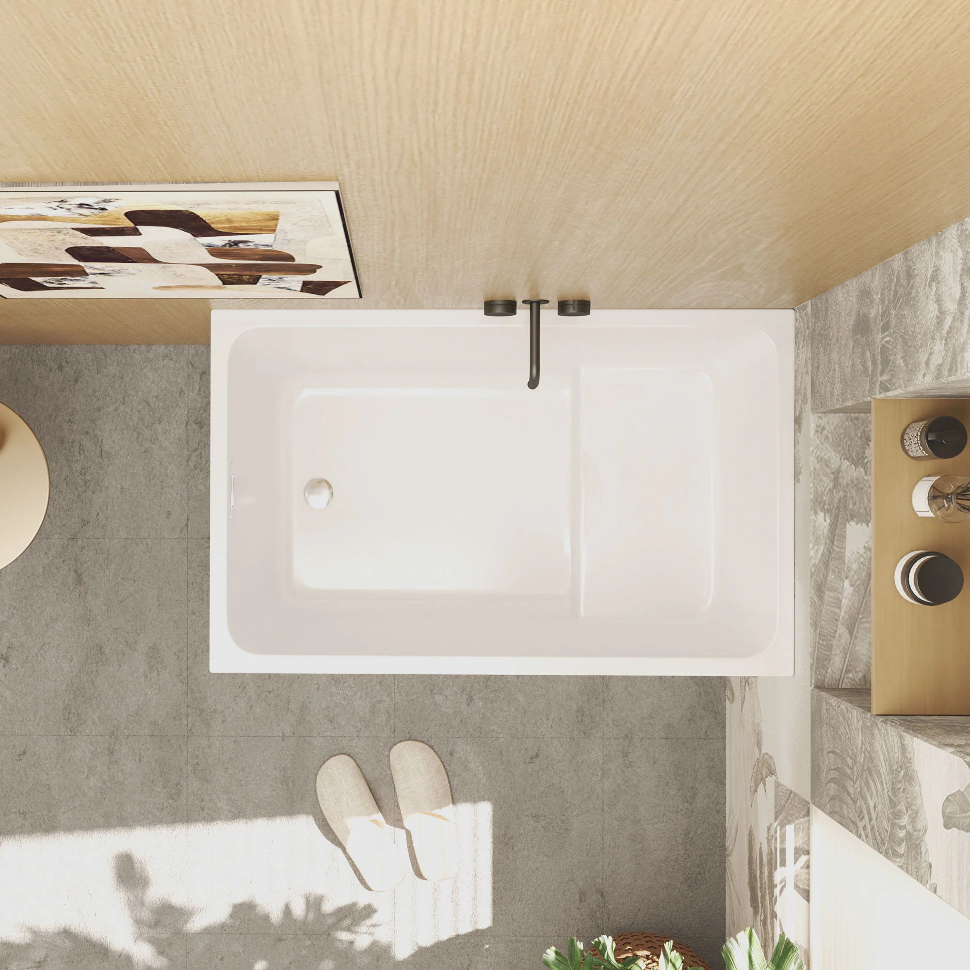 Gloss Freestanding Bathtub With Built In Seat - Image 17