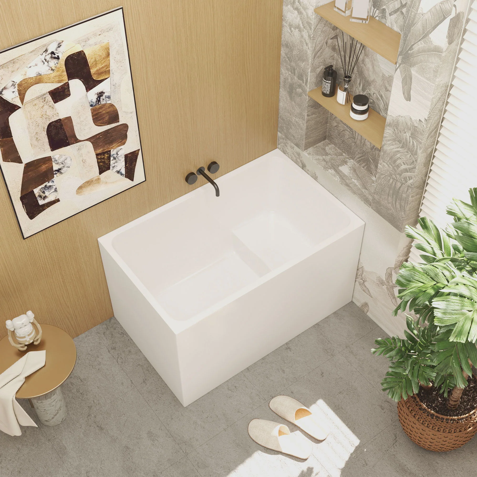 Gloss Freestanding Bathtub With Built In Seat - Image 5