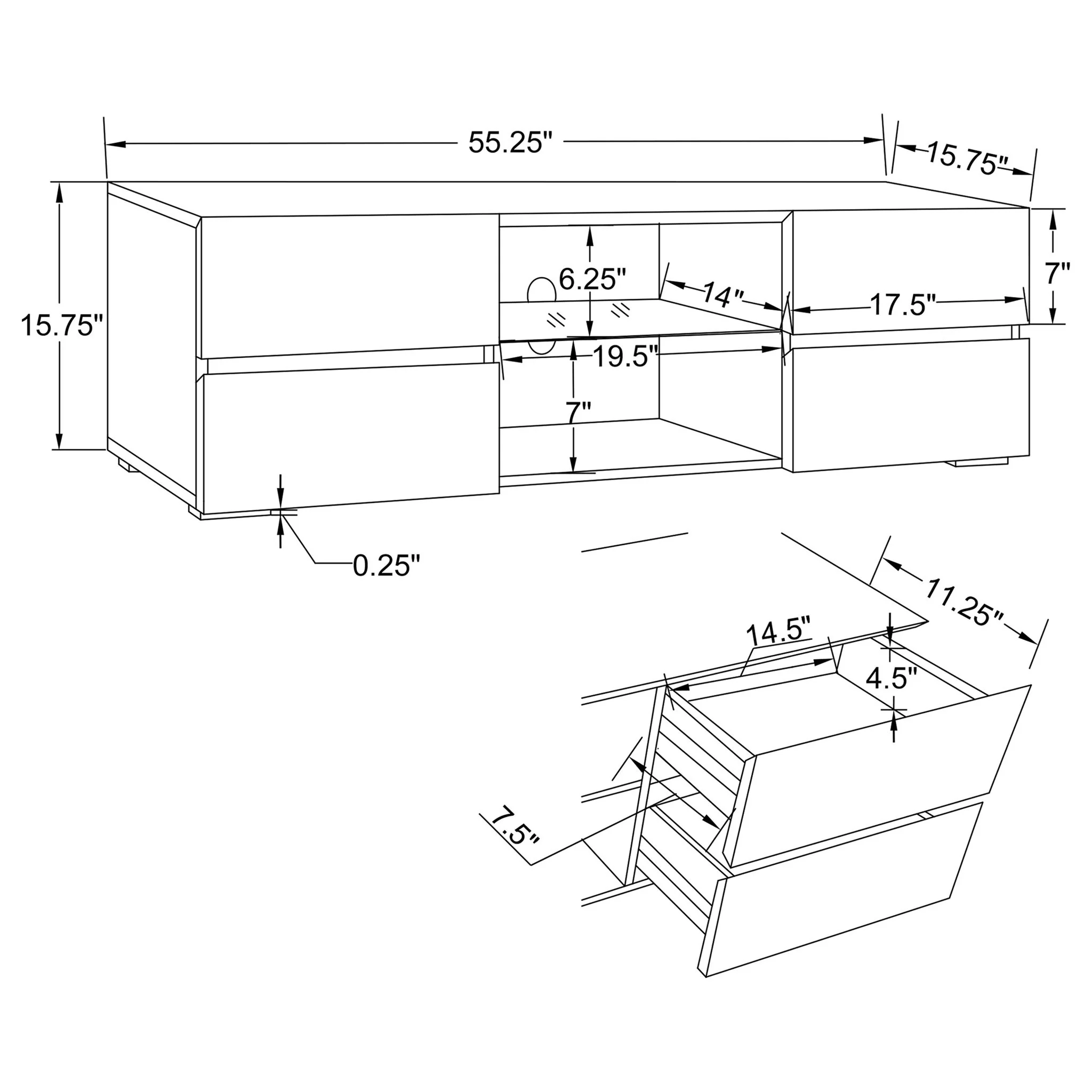 Glossy 4 Drawer TV Console - White - Image 2