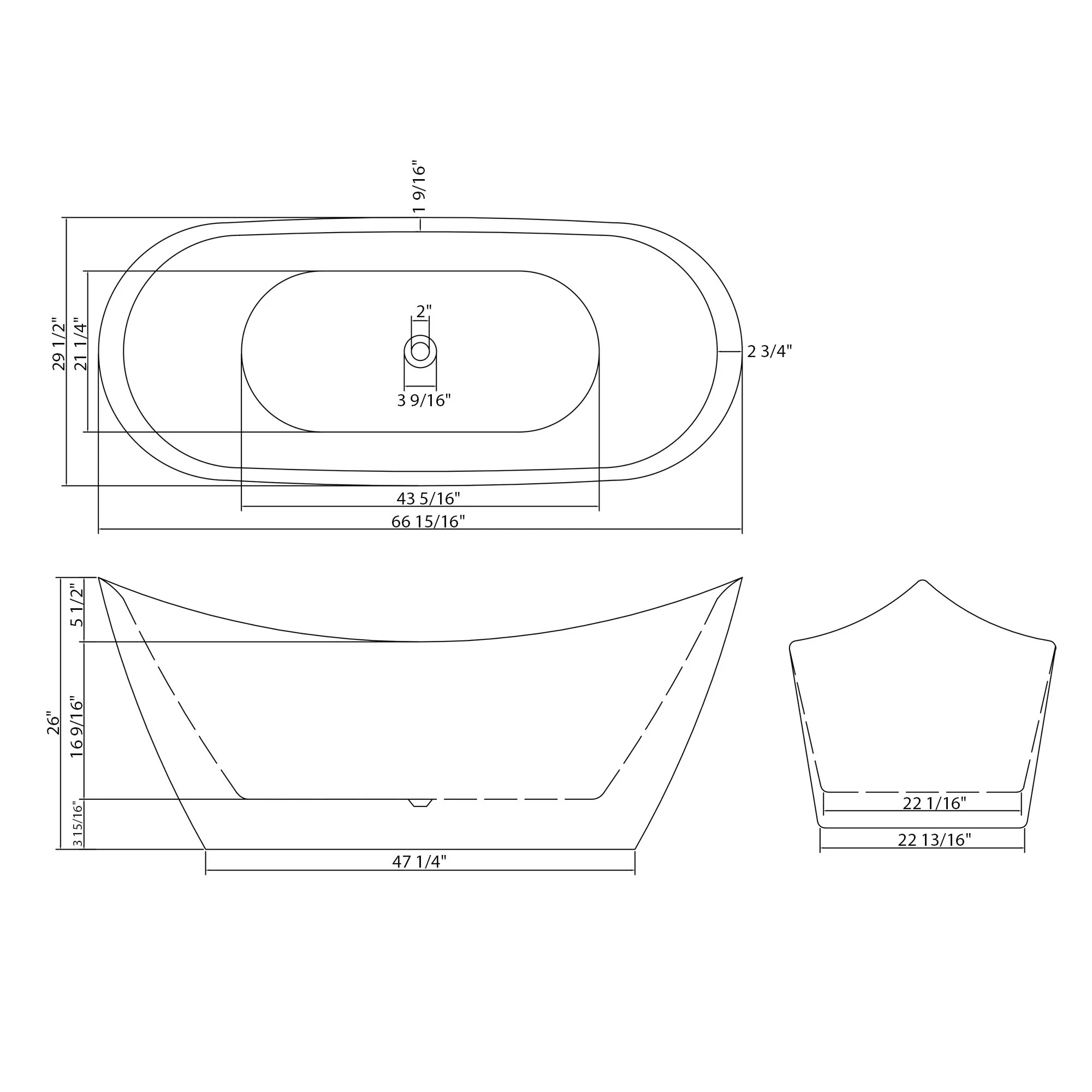 Glossy Freestanding Bathtub, Double Slipper Design, Deep Soaking Comfort - Image 4