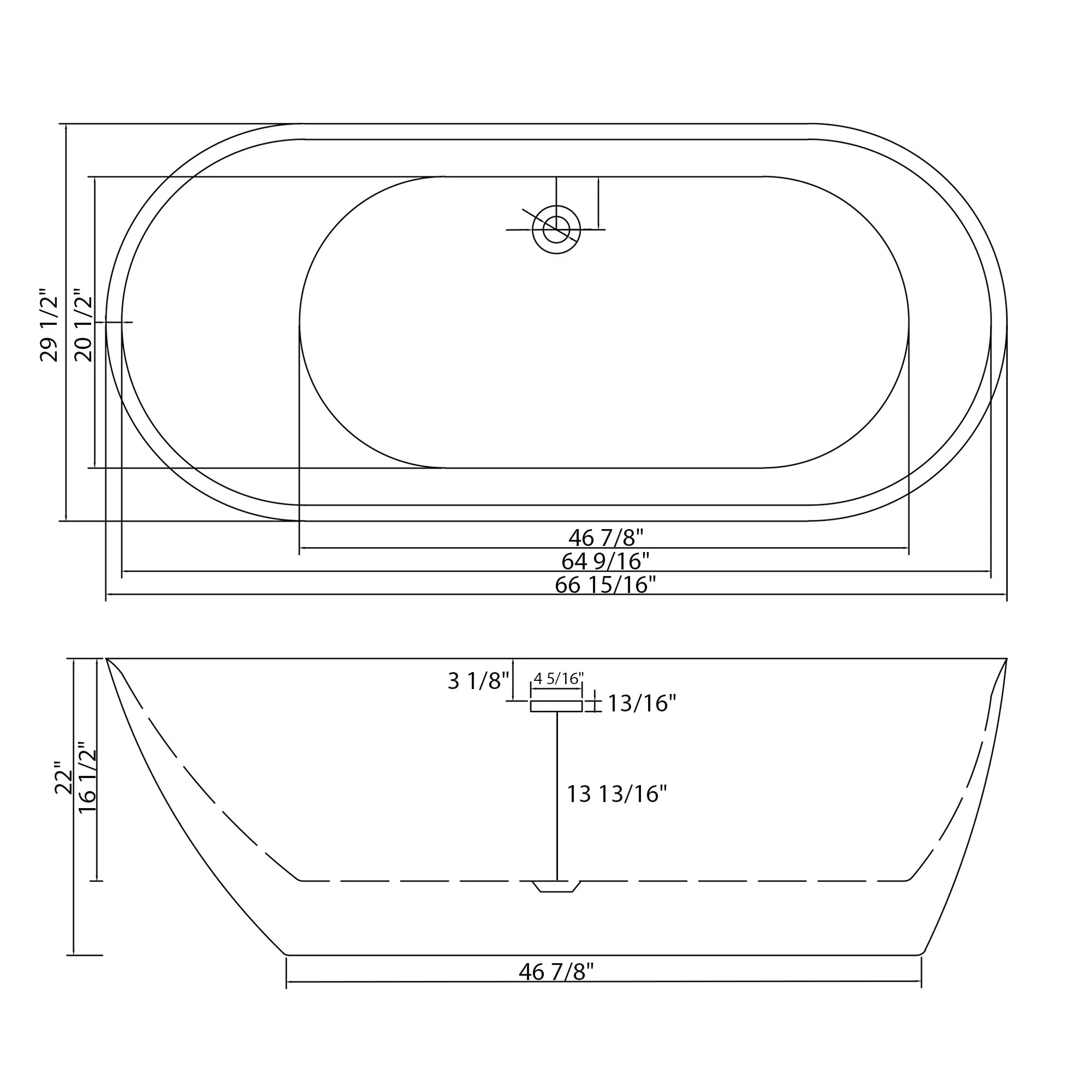 Glossy Freestanding Bathtub With Pop Up Drain - Image 5