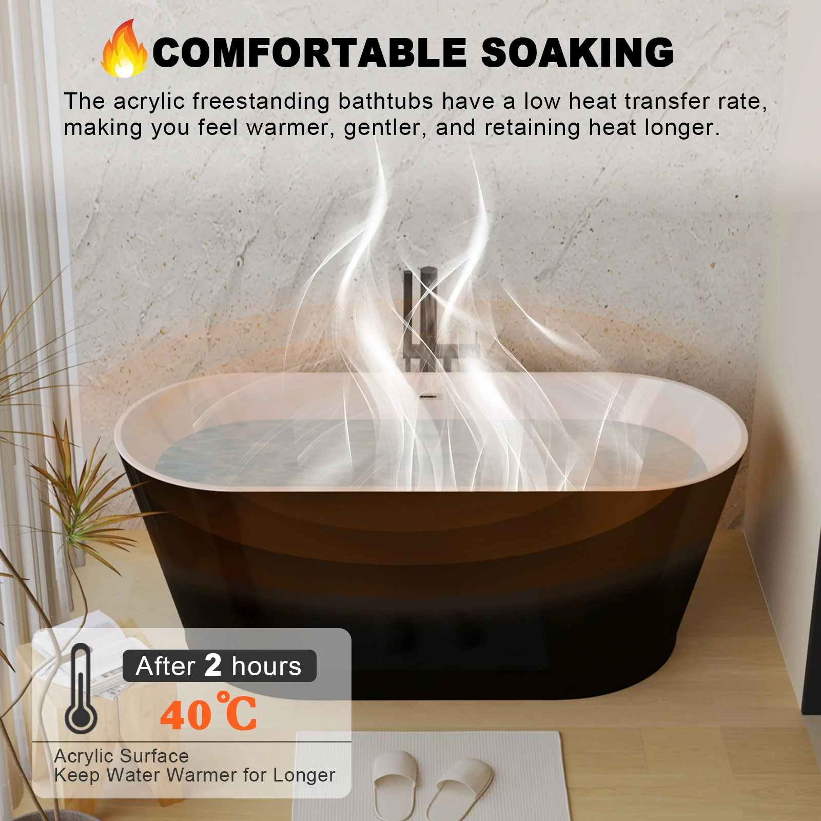 Glossy Freestanding Bathtub With Toe Tap Drain - Image 15