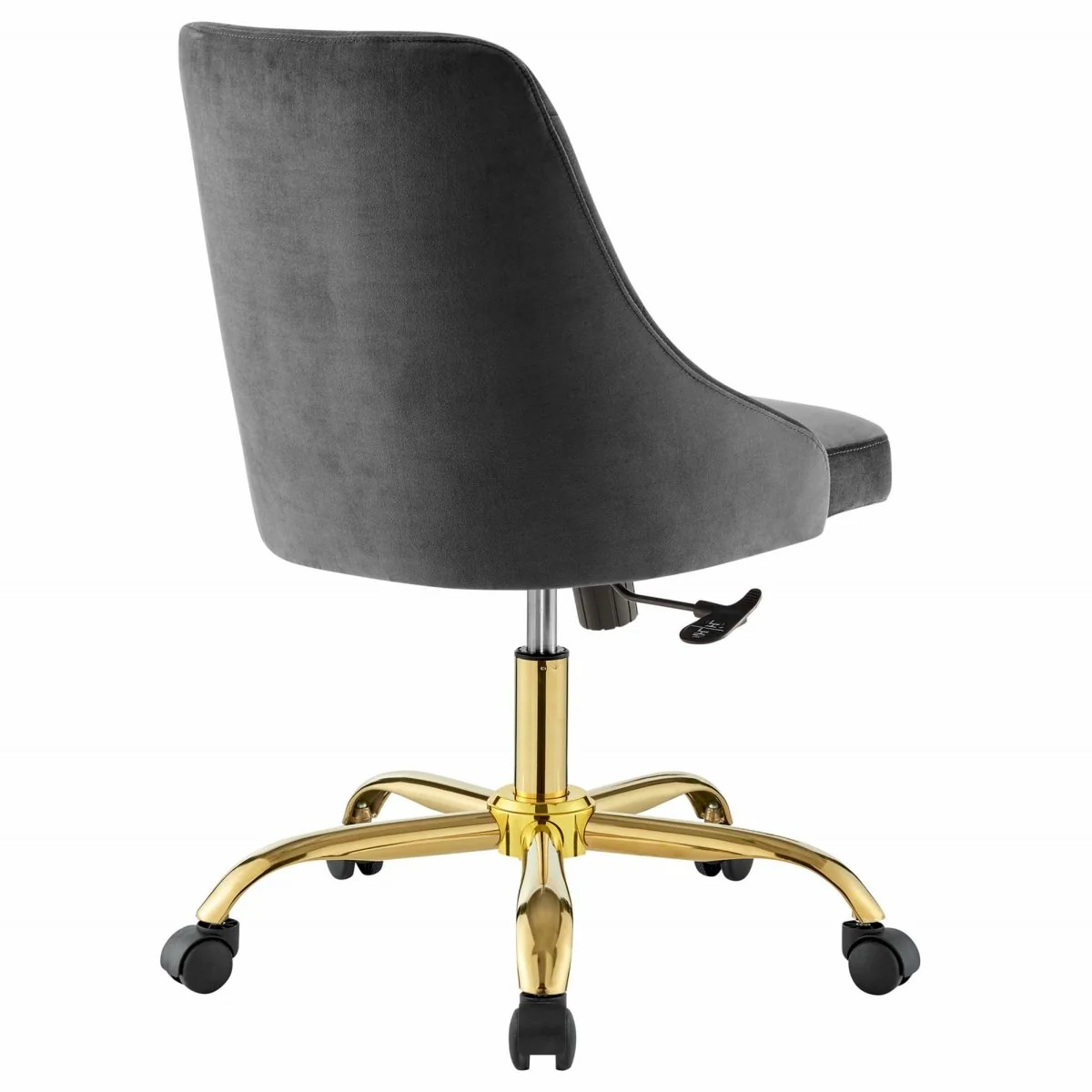 Gold Gray Tufted Velvet Office Chair – Swivel Design - Image 5