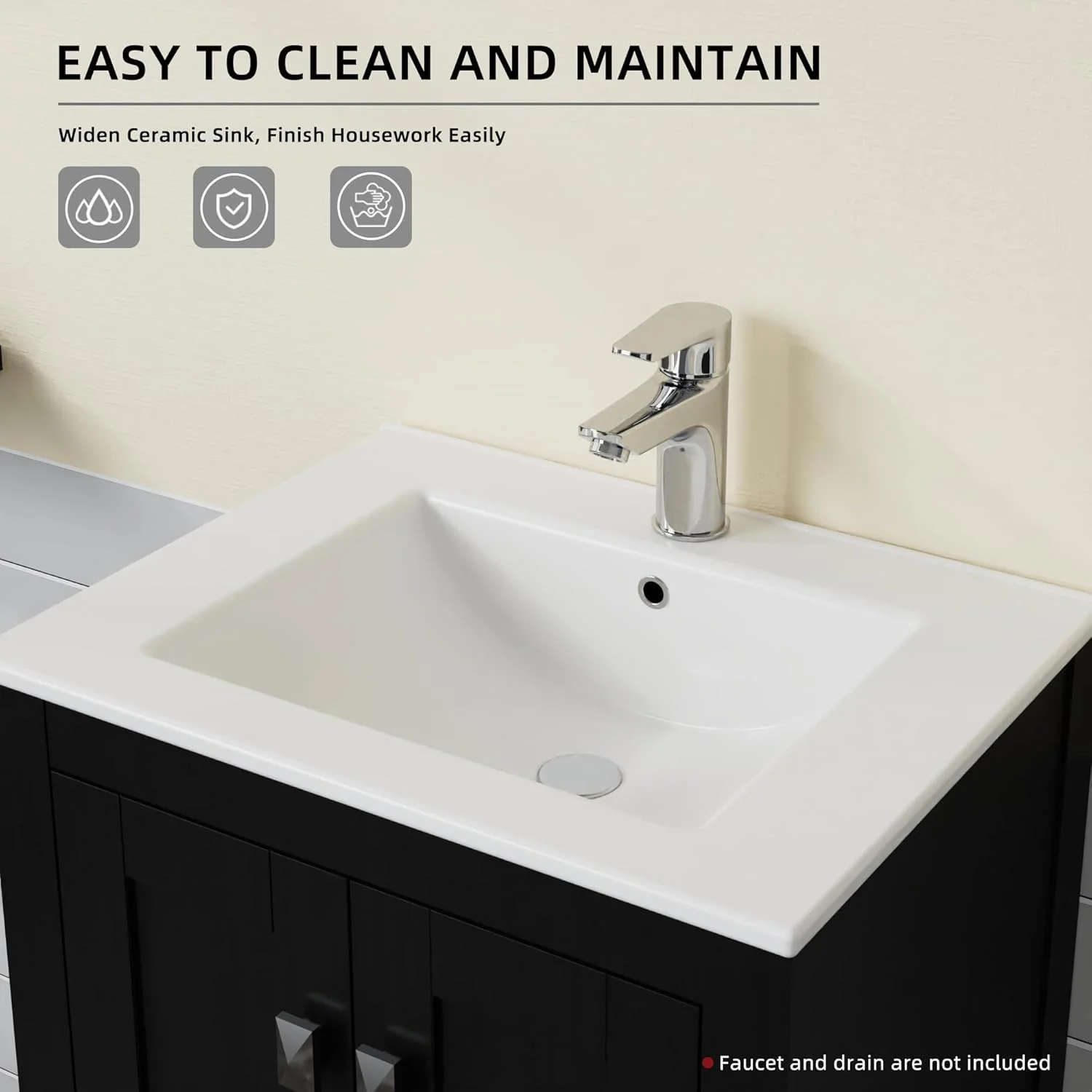 Goodyo - Bathroom Vanity Sink Combo (Cabinet With Water-Grain Top) - Black - Image 6