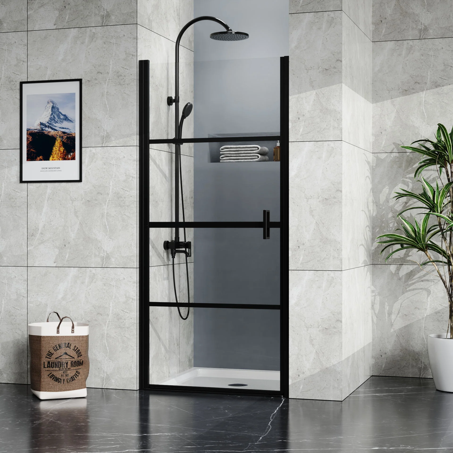 Goodyo - Centered Drain Shower With 3-Side Tile Flanges - White - Image 2