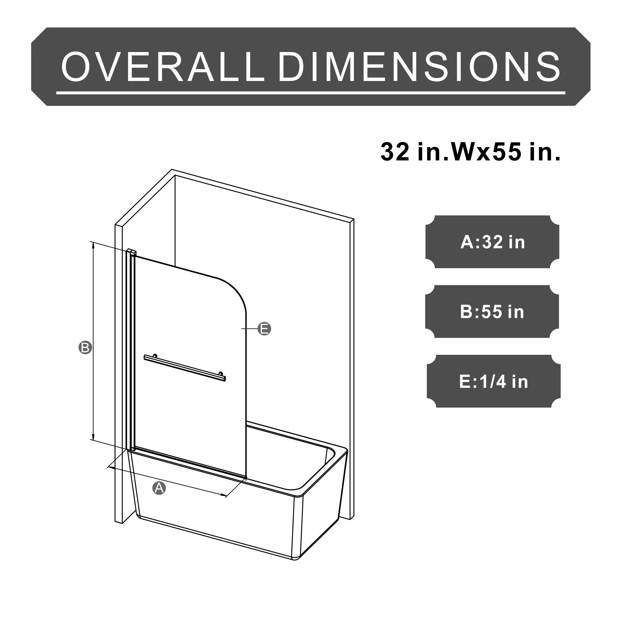 Goodyo - Frameless Bathtub Shower Door - Transparent - Image 5
