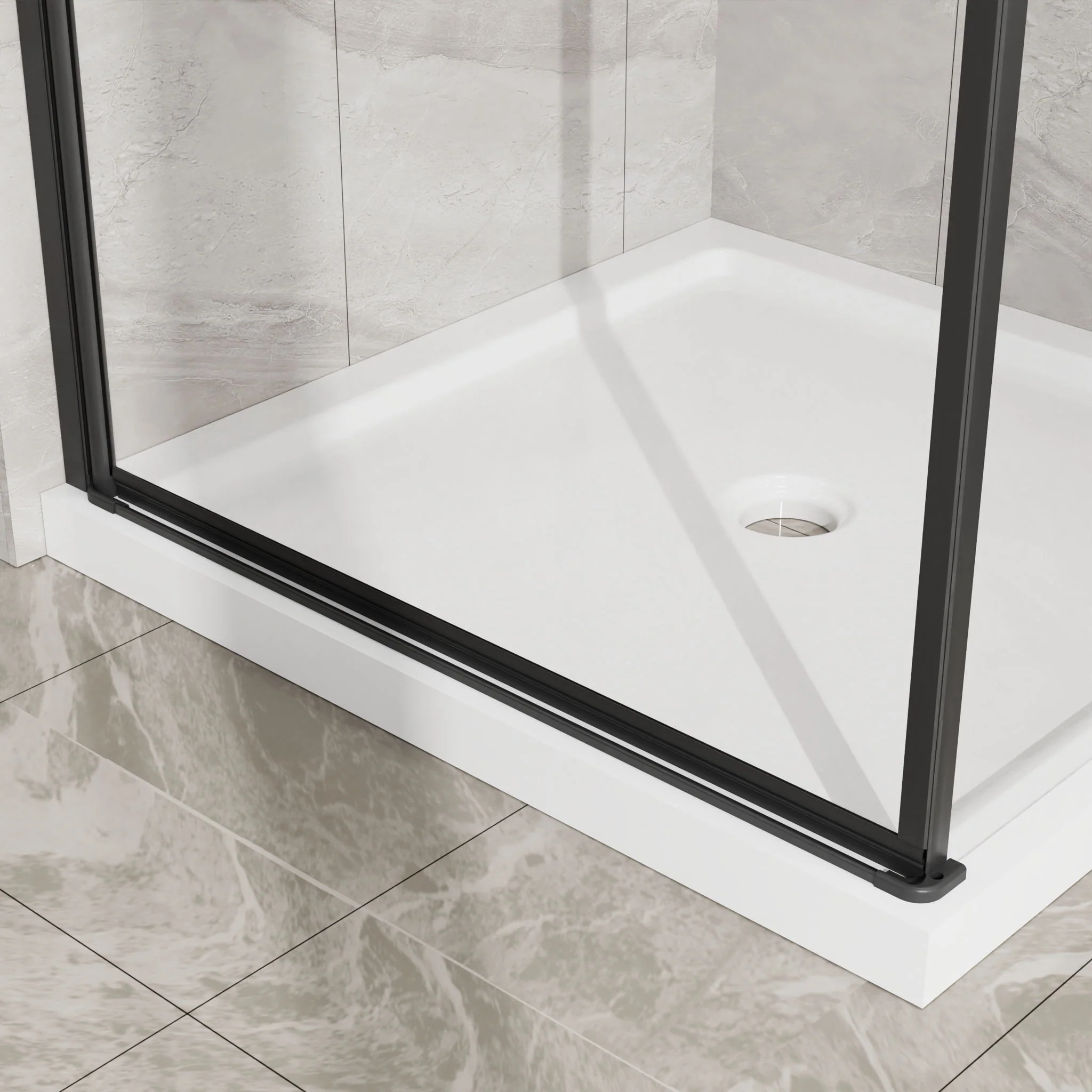 Goodyo - Frameless Corner Shower Door - Matte Black - Image 2
