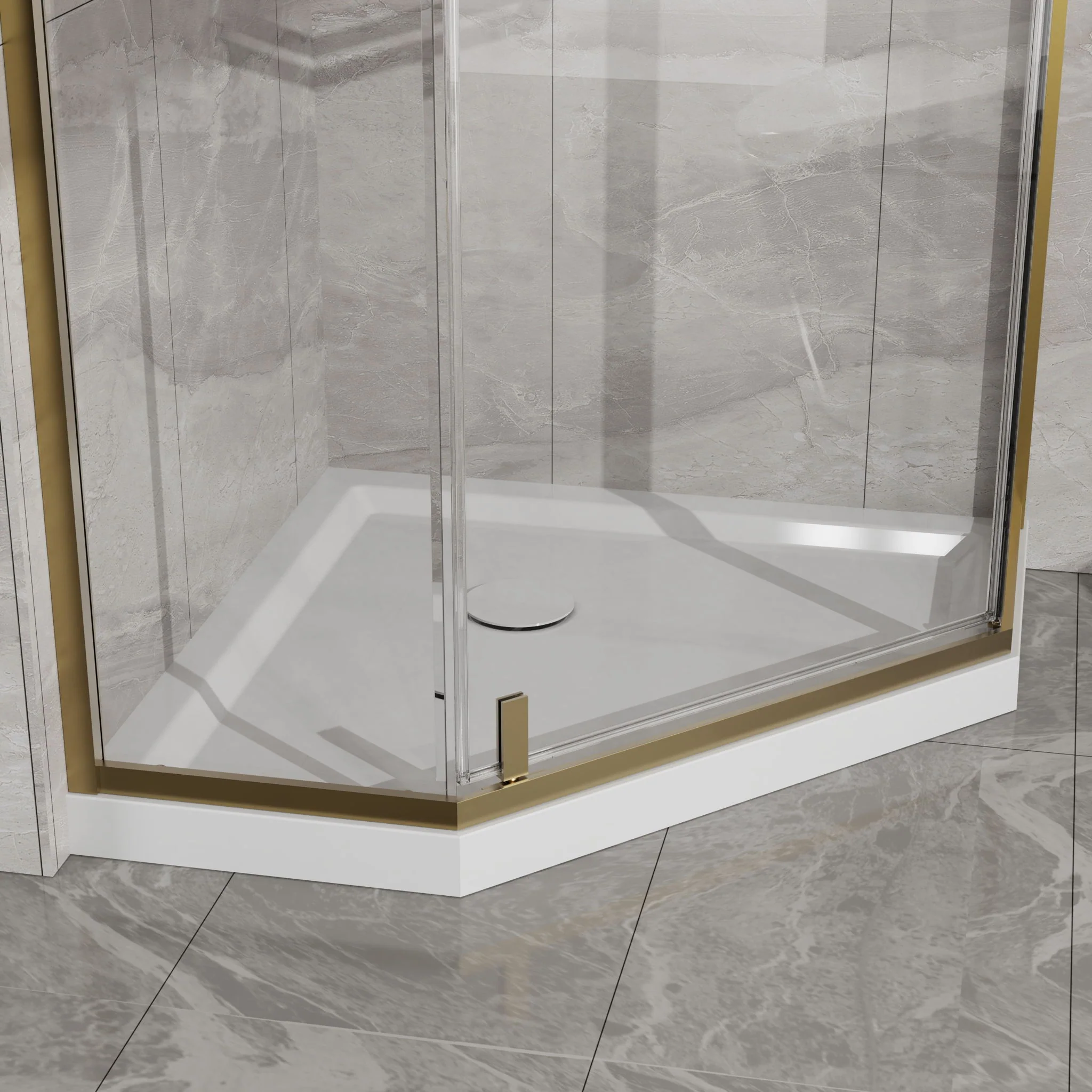 Goodyo - Neo-Angle Frameless Shower Door Corner Enclosure With Acrylic Shower Base Combo, Pivot Shower Door - Image 10