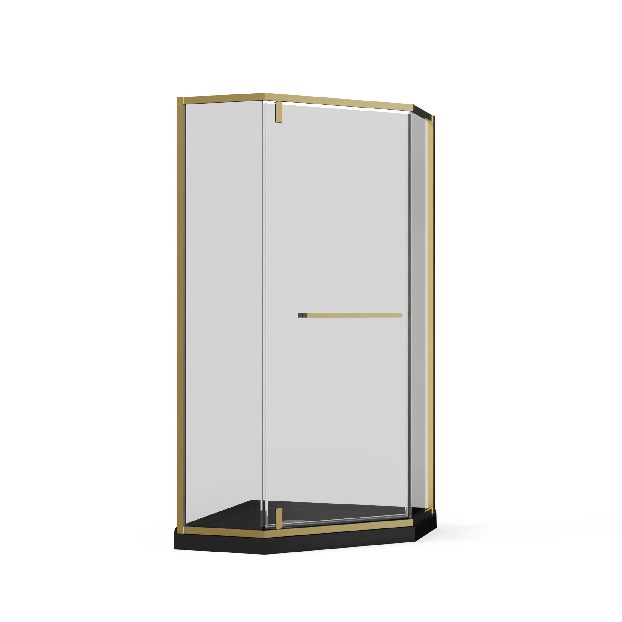 Goodyo - Neo-Angle Frameless Shower Door Corner Enclosure With Acrylic Shower Base Combo, Pivot Shower Door - Image 2