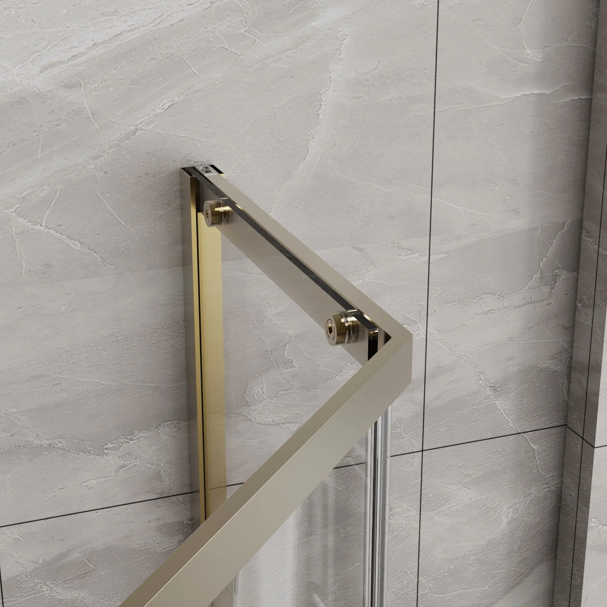 Goodyo - Neo-Angle Frameless Shower Door - Gold - Image 8