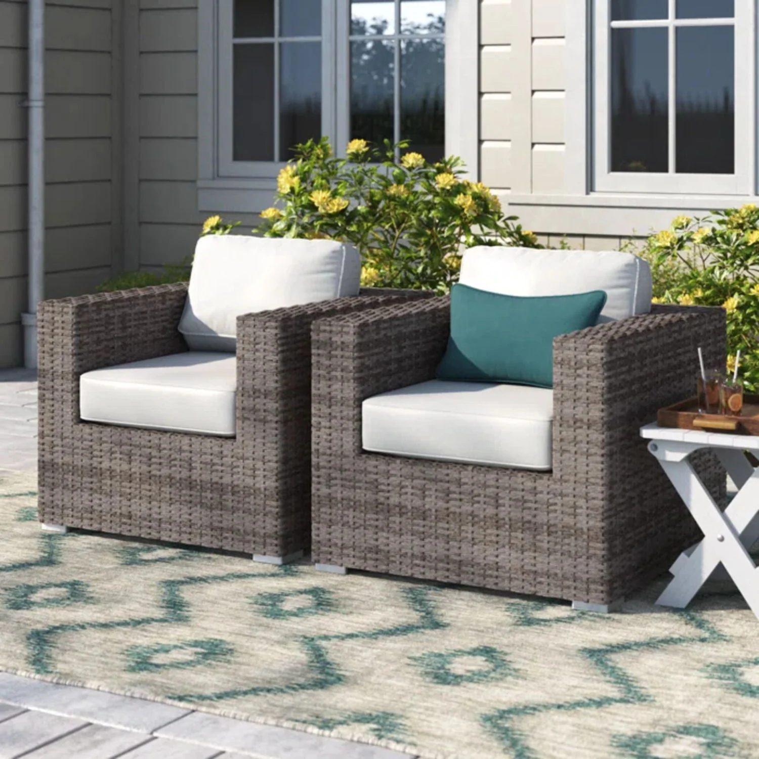 Grade - Club Patio Chair With Sunbrella Cushions (Set of 2) - Gray Mix / White - Image 3