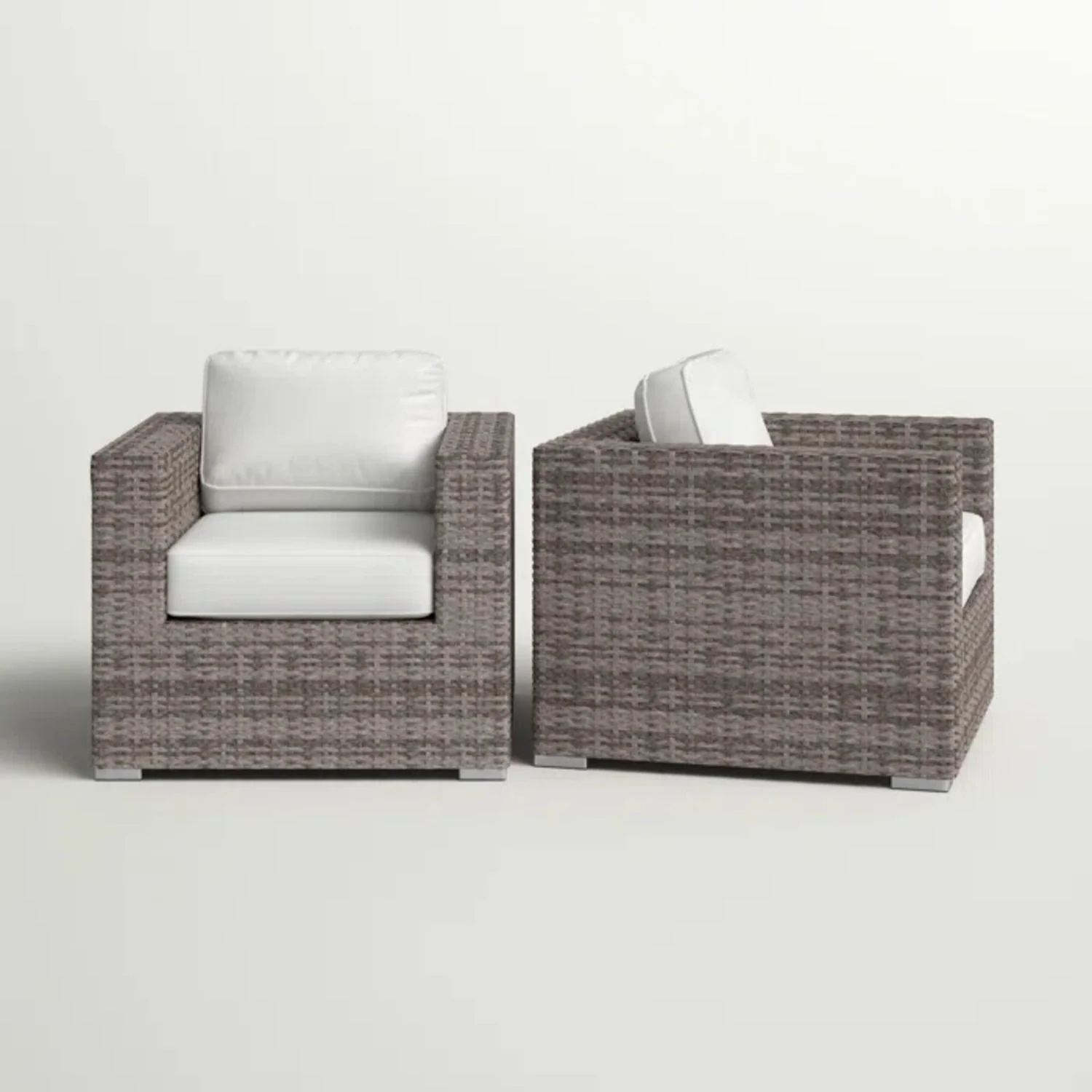 Grade - Club Patio Chair With Sunbrella Cushions (Set of 2) - Gray Mix / White - Image 4