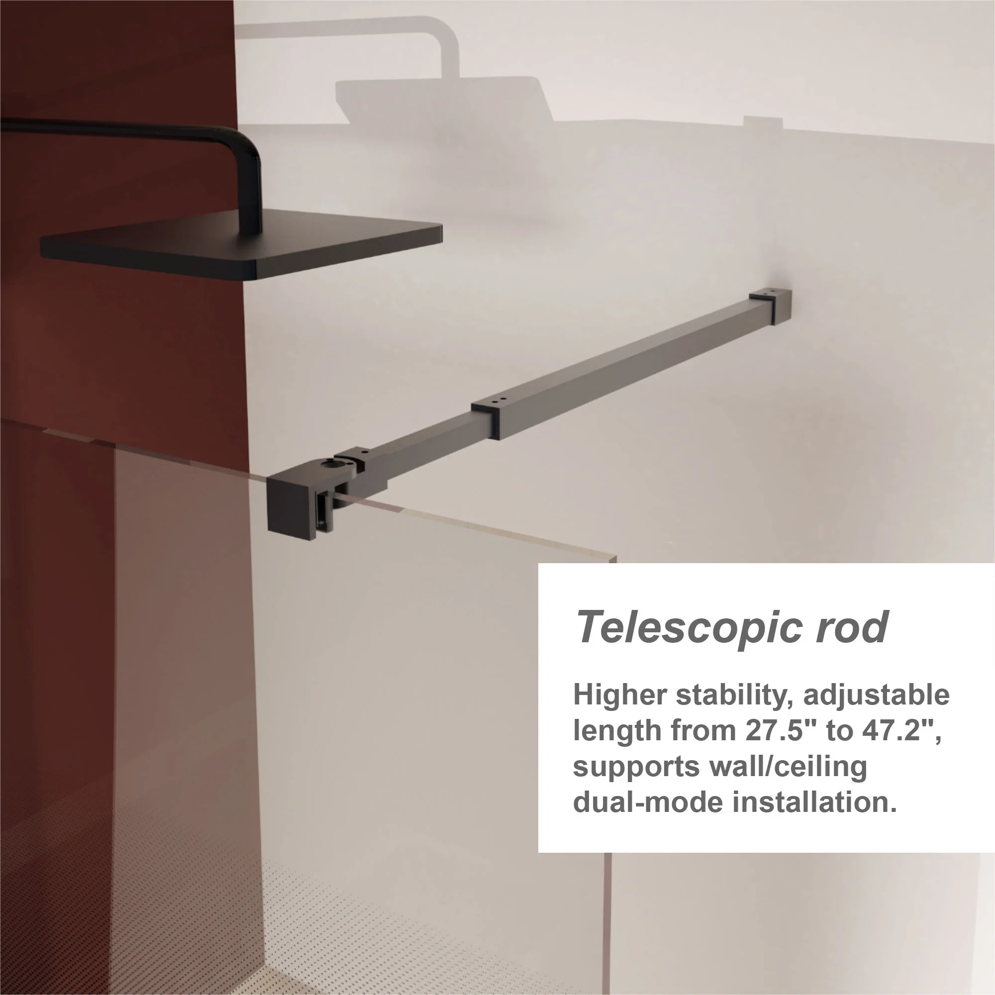 Gradient Shower Door With Handle - Matt Black - Image 4