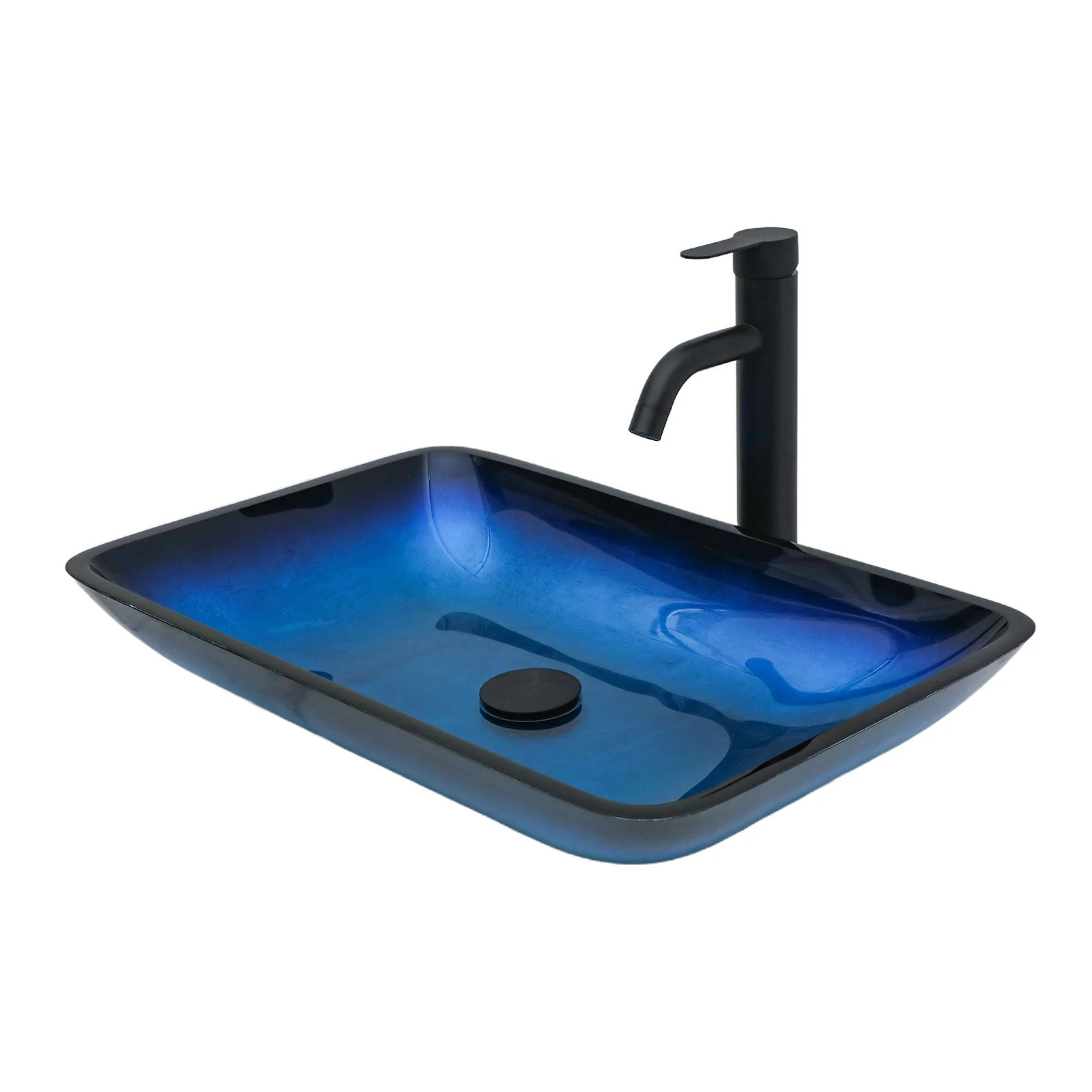 Gradient Tempered Glass Vessel Sink With Pop-Up Drain - Image 17