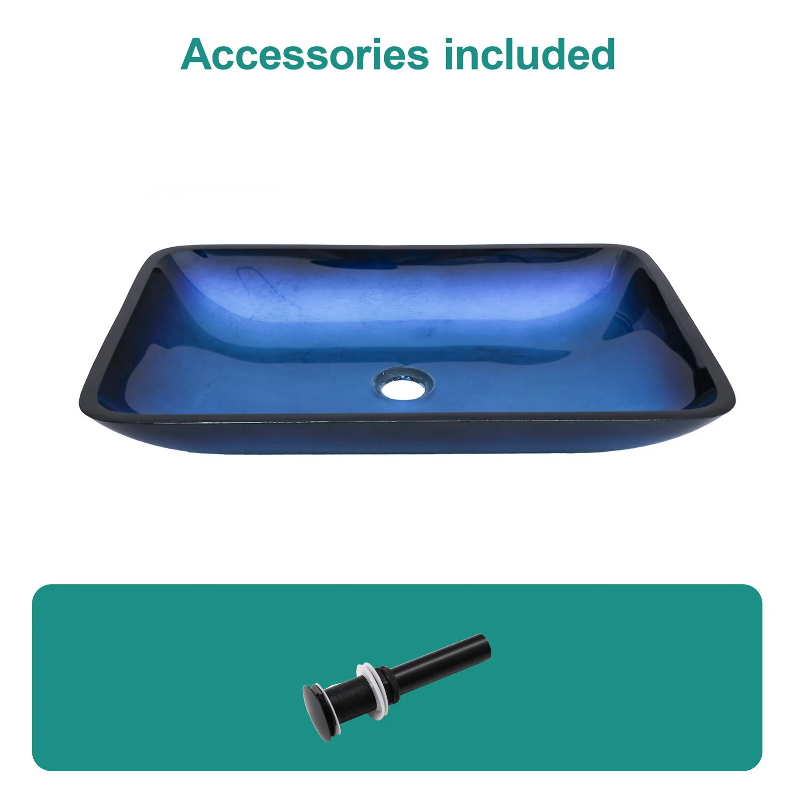 Gradient Tempered Glass Vessel Sink With Pop-Up Drain - Image 9