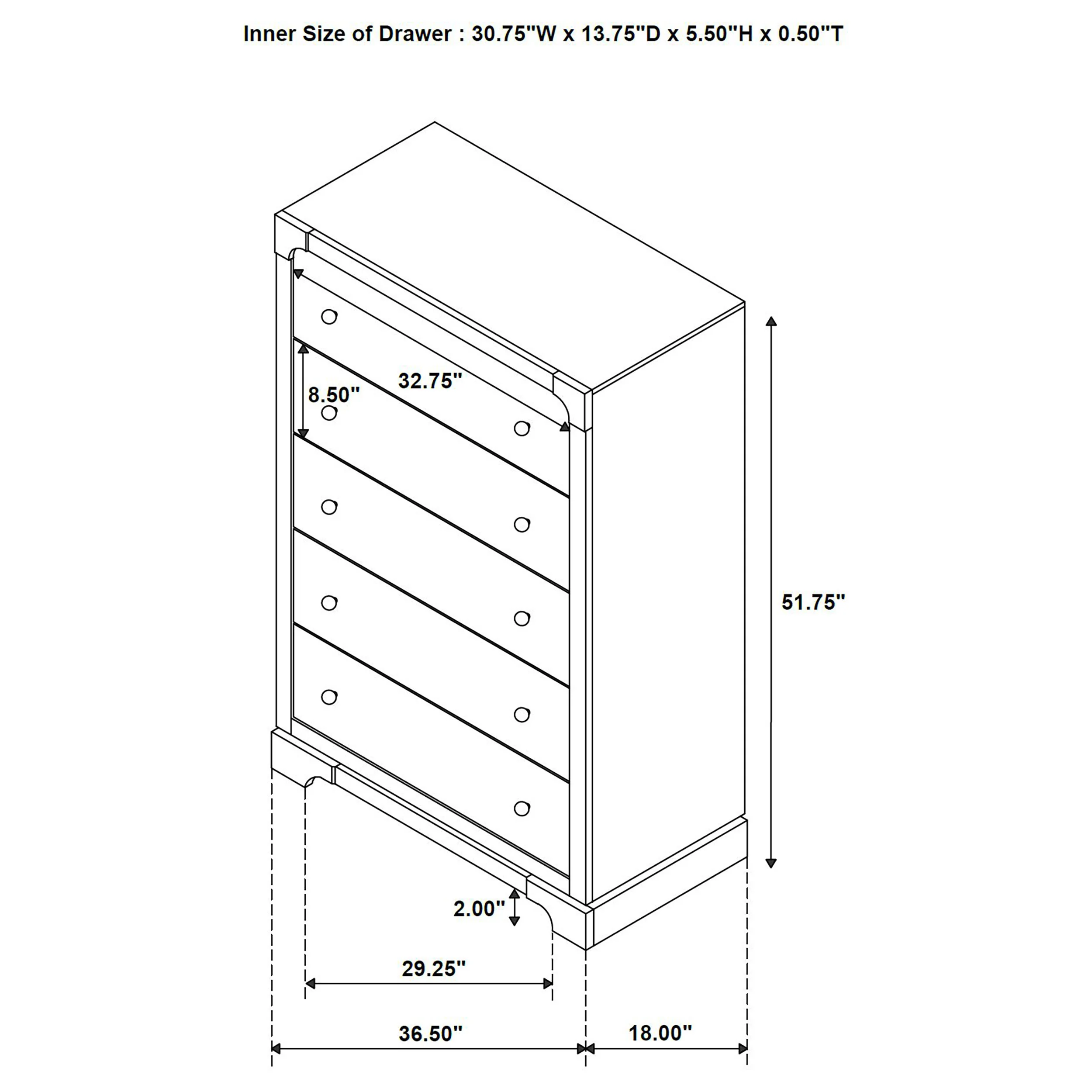 Gran Park 5-Drawer Chest of Drawers Dark Cocoa - Image 11