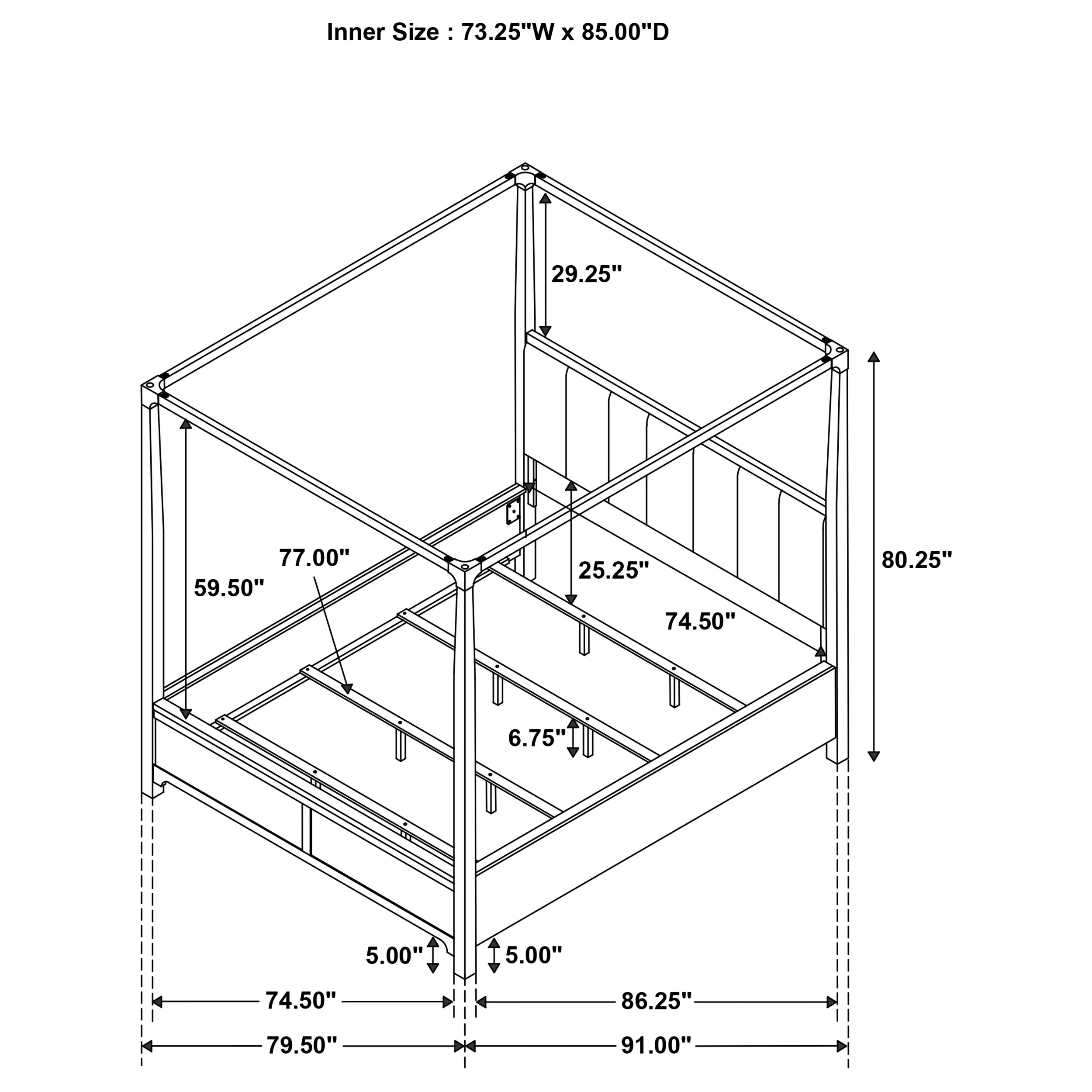 Gran Park California King Four Poster Canopy Bed Dark Cocoa - Image 10