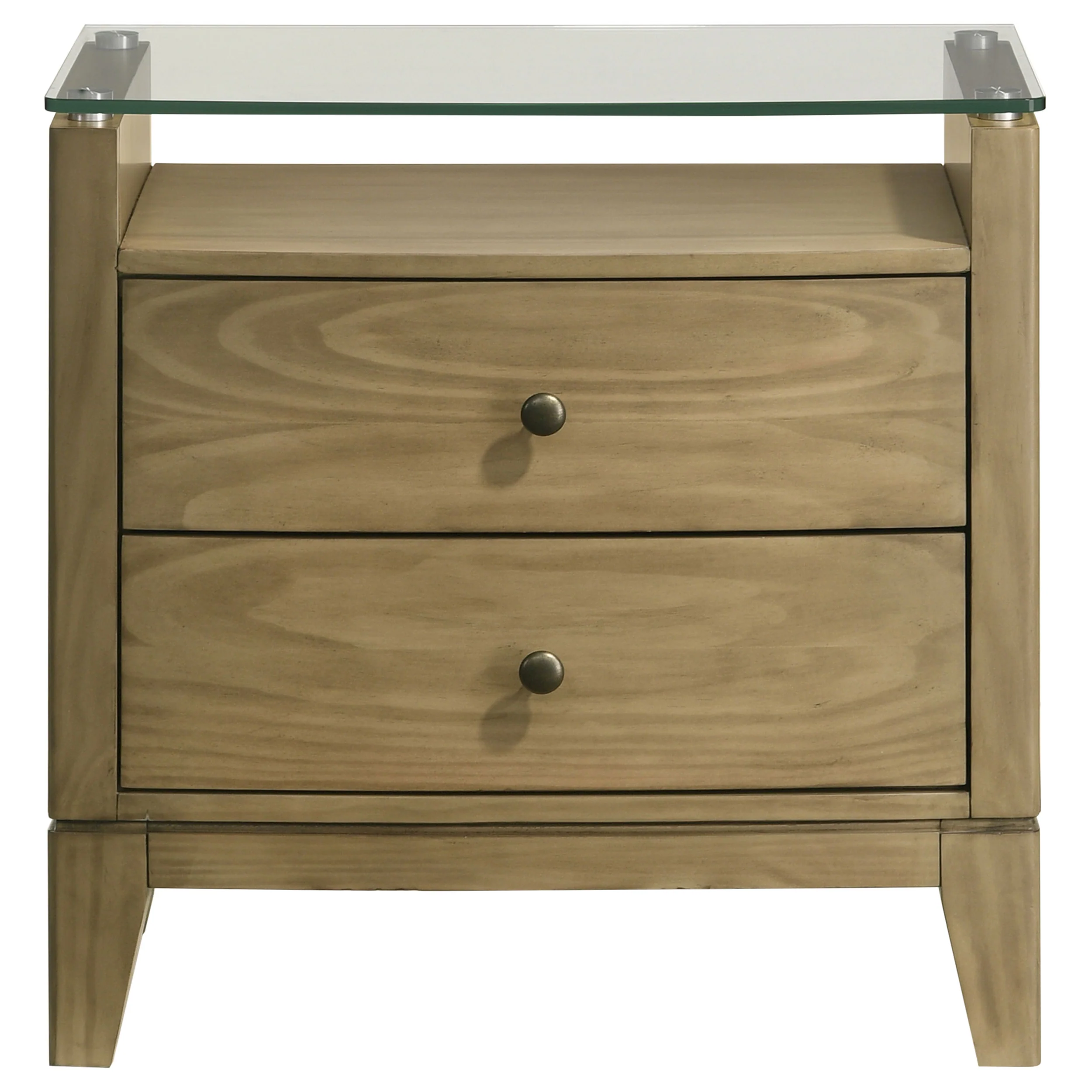 Granada 2-Drawer Glass Top Nightstand Natural Pine - Image 3